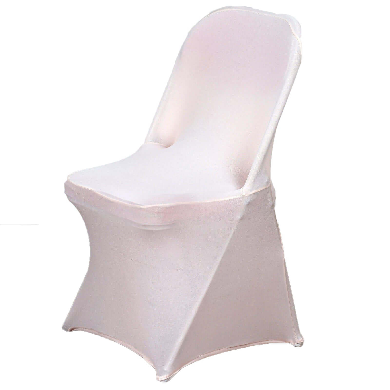 Reusable & Wrinkle-Resistant 160GSM Blush Stretch Spandex Fitted Slipcover for Folding Chairs