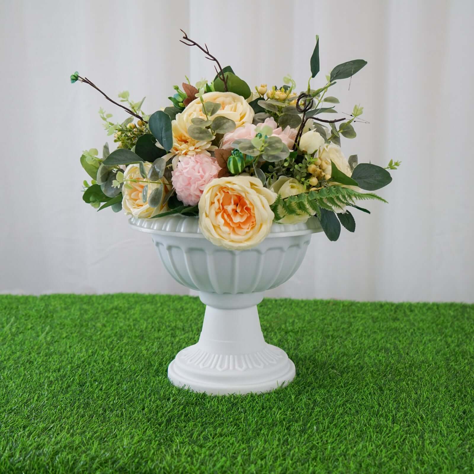 4-Pack All-Weather PVC Roman-Inspired Pedestal Column Flower Plant Stands - Off White