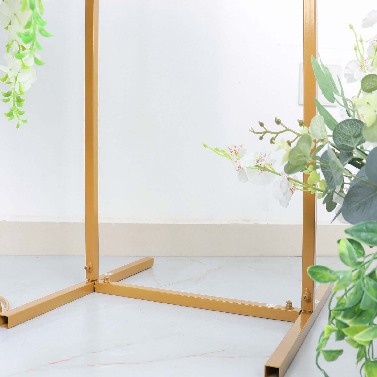 Discount! 4.5ft Slim Gold Metal Rectangular Wedding Arch Backdrop Stand for Floral Display