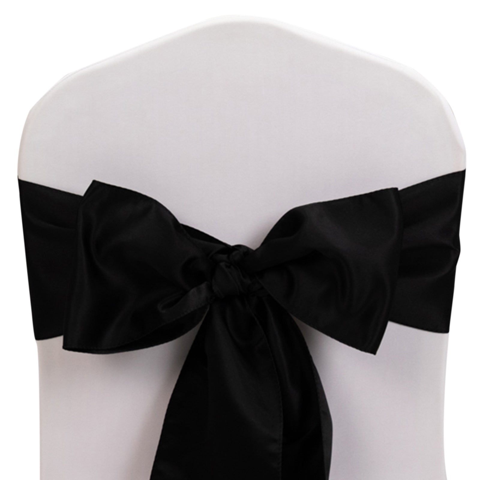 5-Pack Black Lamour Satin 6x106 Chair Sashes - Stylish & Reusable Wedding Decor