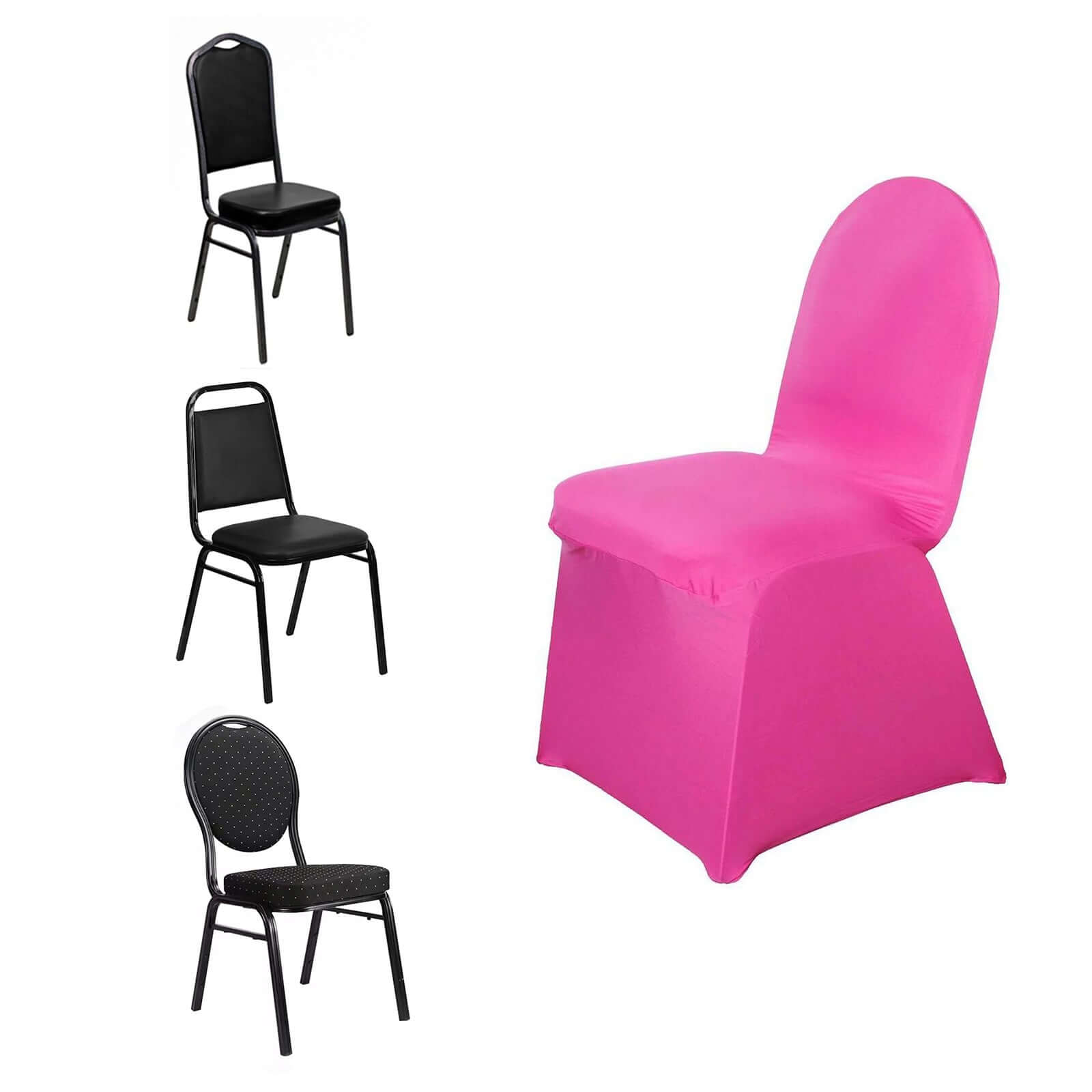 Fuchsia Spandex Slip-On Chair Cover for Banquets - 160GSM Stretch Fabric