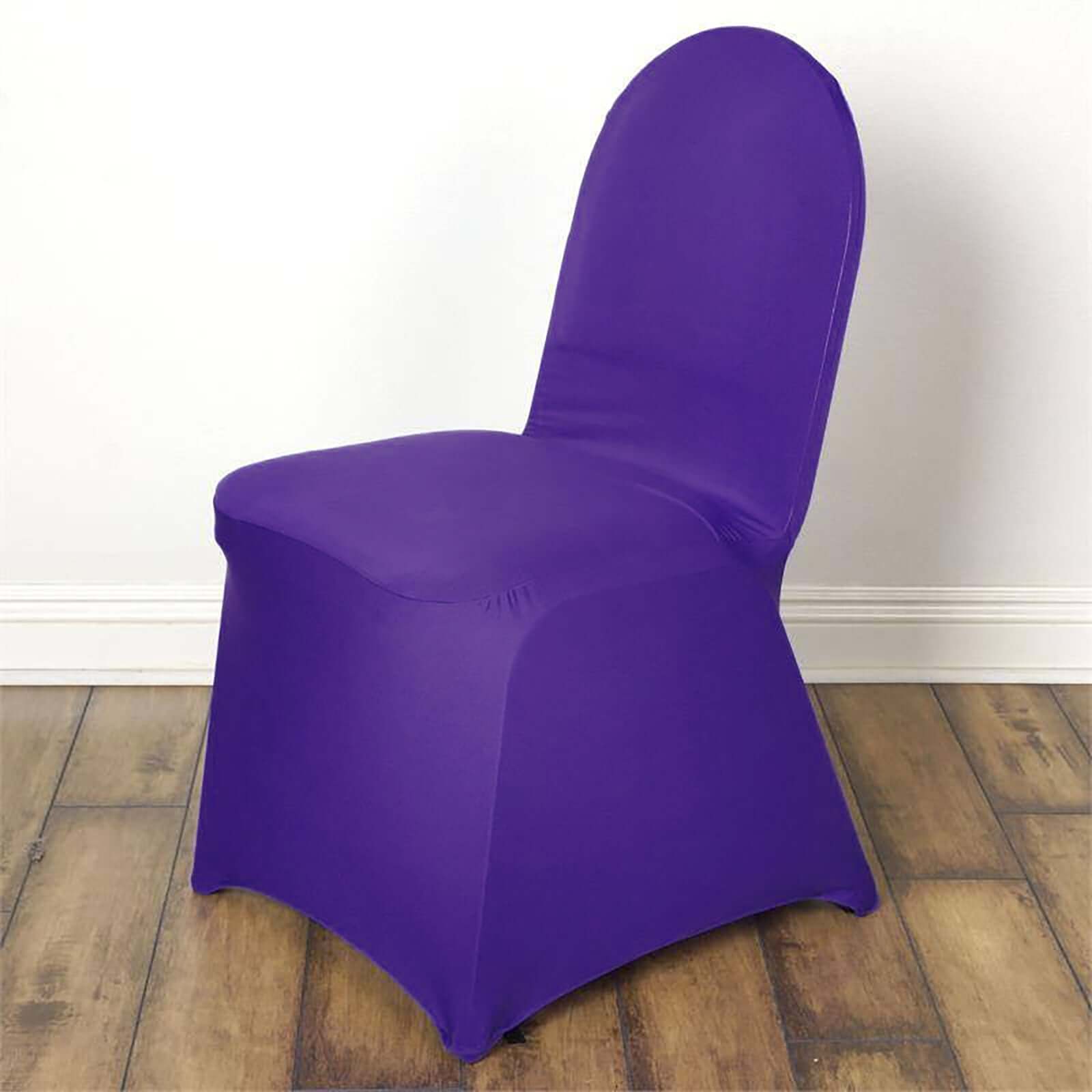 Purple Spandex Stretch Slip-On Chair Cover for Banquet Chairs - 160GSM Premium Fabric
