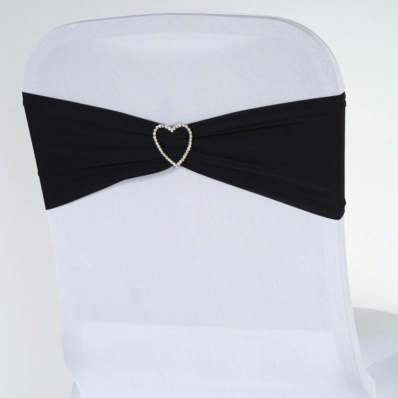 5-Pack Black Stretch Spandex Chair Sashes - Heavy Duty & Fitted