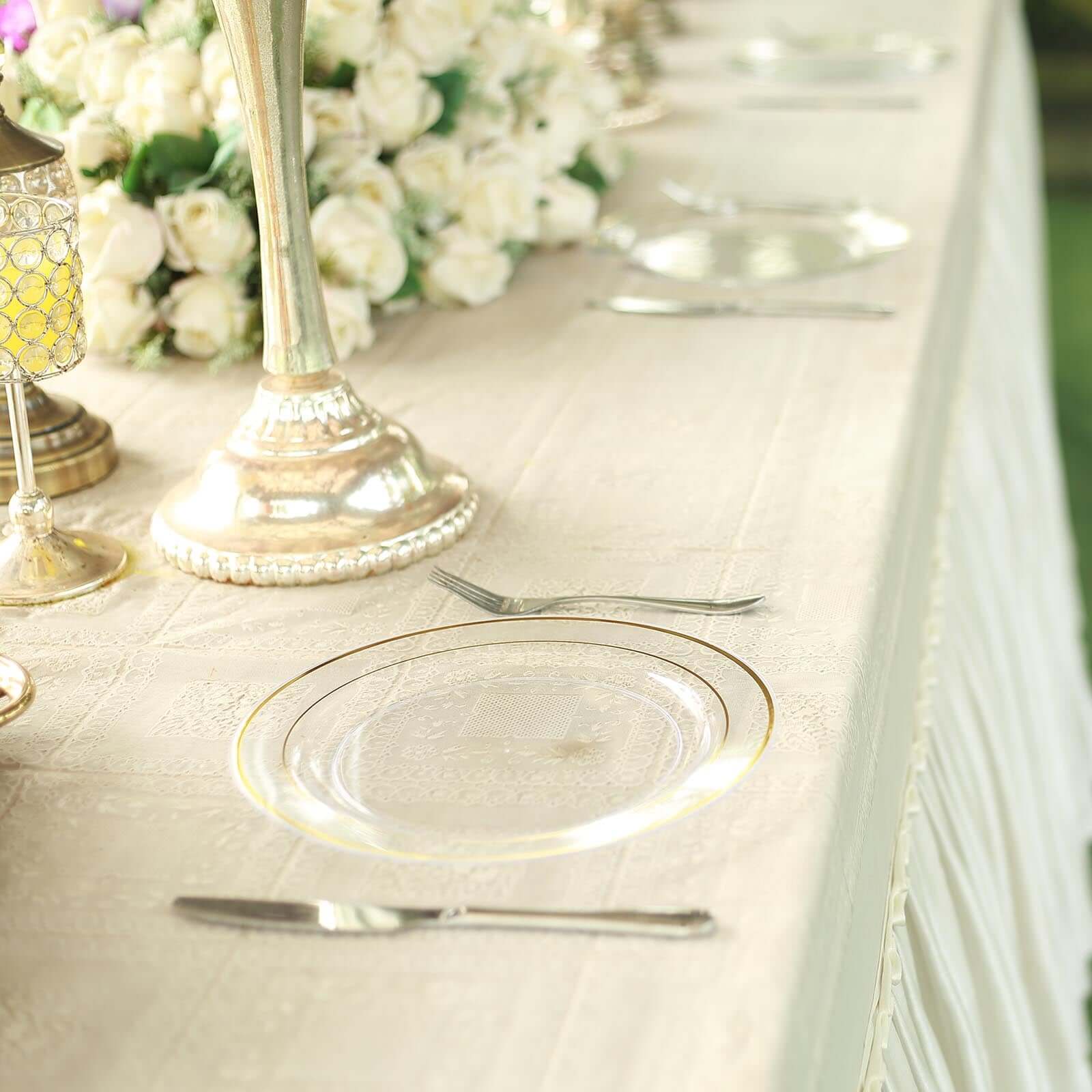 Hot Deal! 10-Pack of Clear Plastic Dinner Plates with Elegant Gold Rim - Ideal Disposable Party Plates (10-inch)