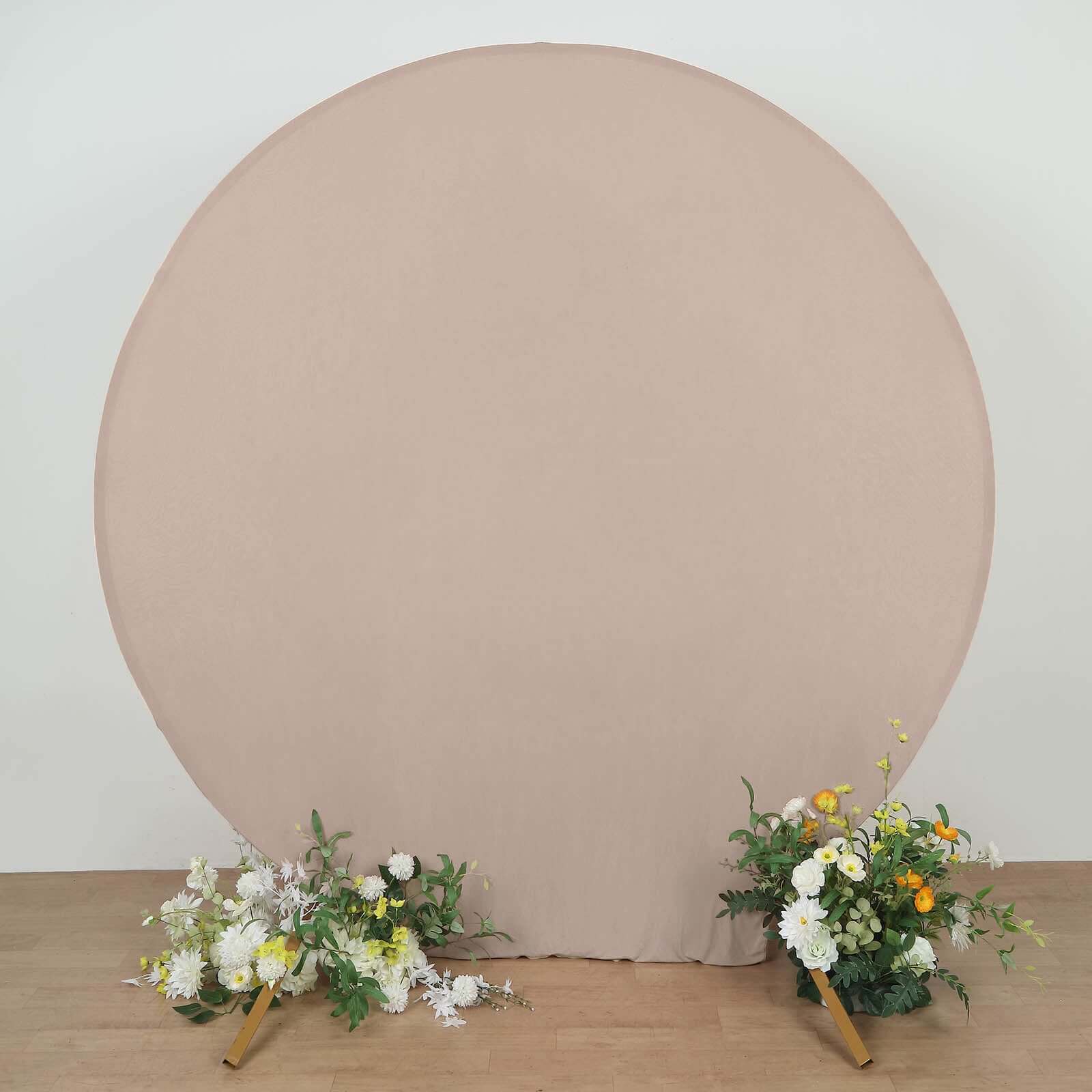 7.5ft Nude Round Spandex Party Backdrop Stand Cover - Perfect for Weddings and Events