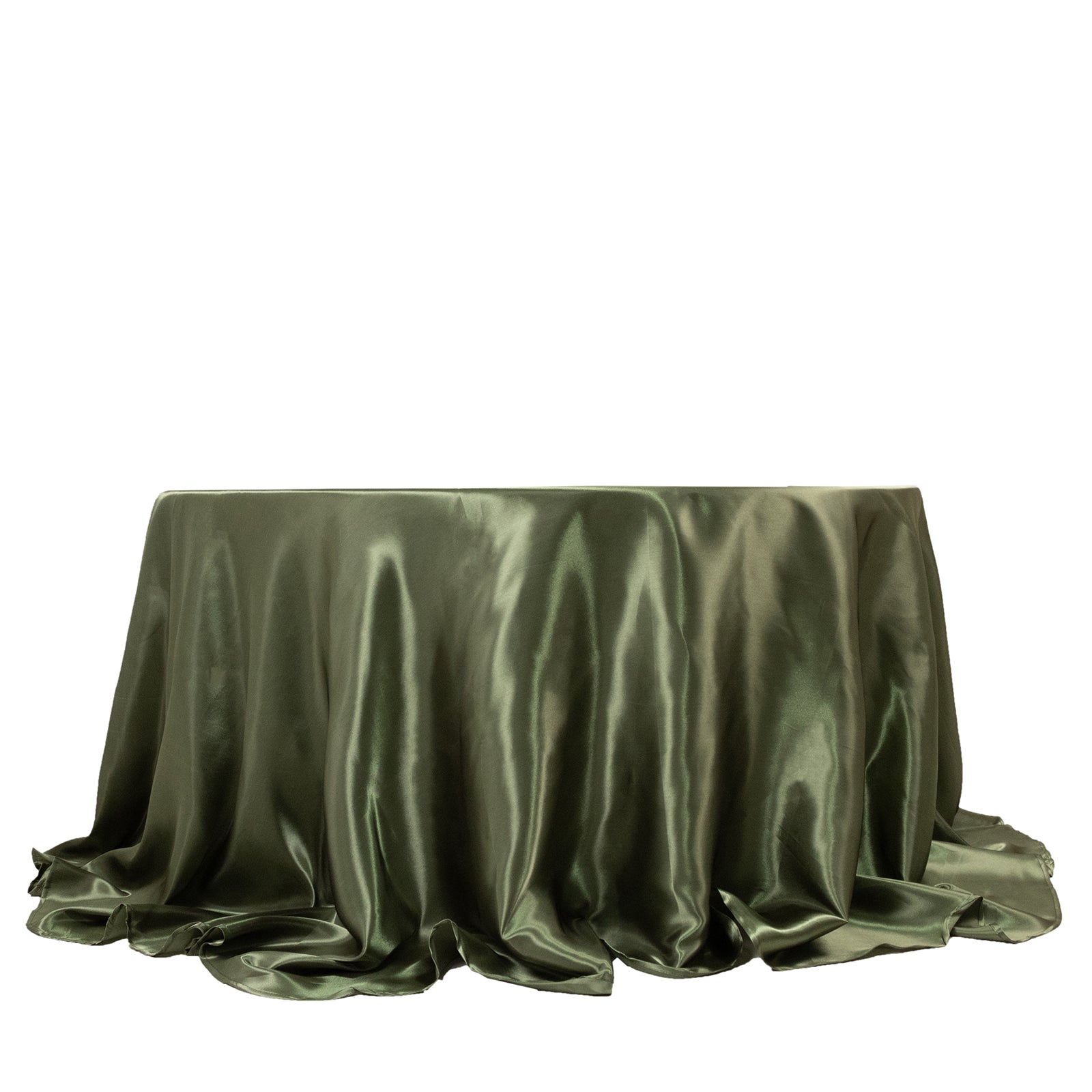 Stylish Seamless Satin Round Tablecloth in Dusty Sage Green, 132" - Ideal for Events