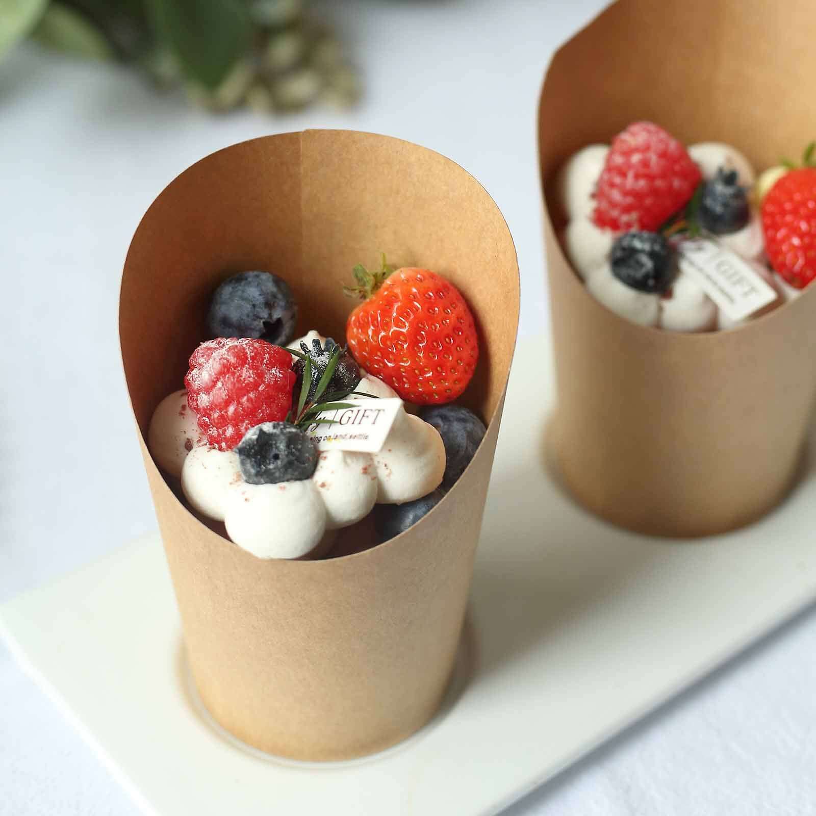 50-Pack 14oz Natural Brown Paper Popcorn Box Snack Cups - Ideal for Appetizers