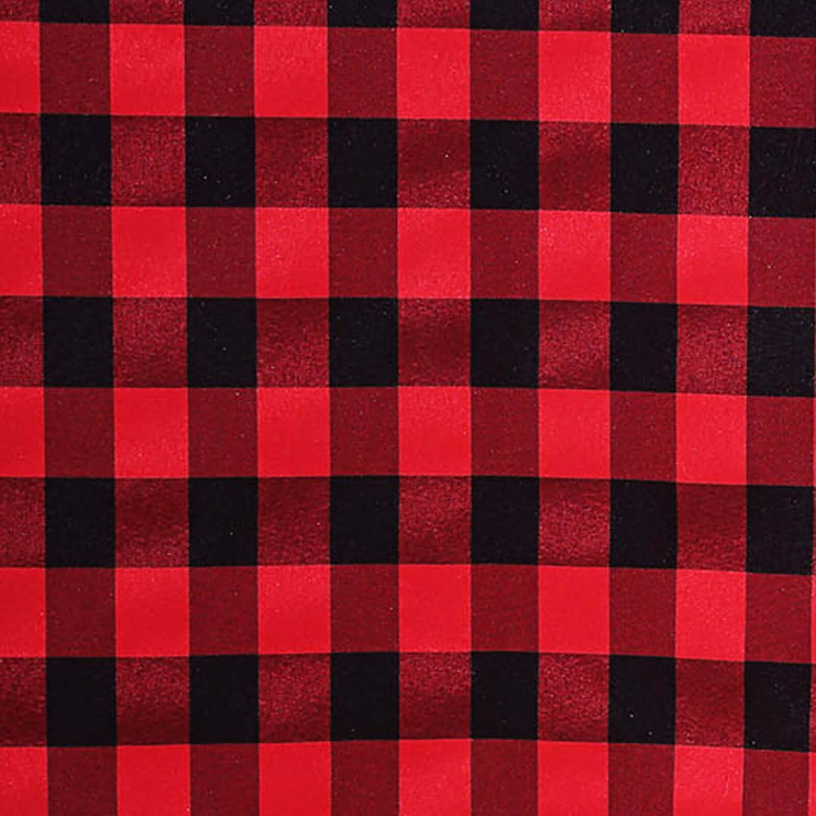 108-Inch Black and Red Buffalo Plaid Polyester Round Tablecloth - Perfect for Events