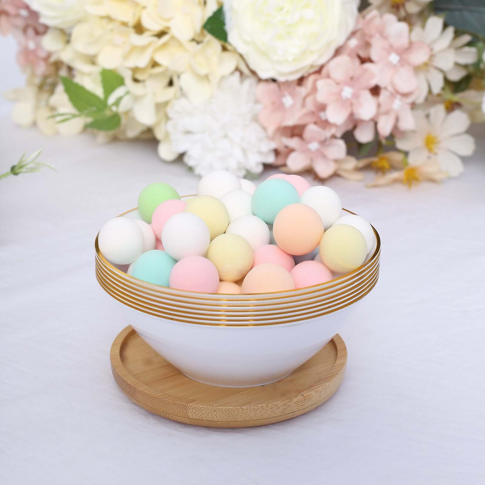 24-Pack 7oz Premium Heavy Duty Plastic Ice Cream Bowls - Glossy White with Gold Rim, Ideal for Events
