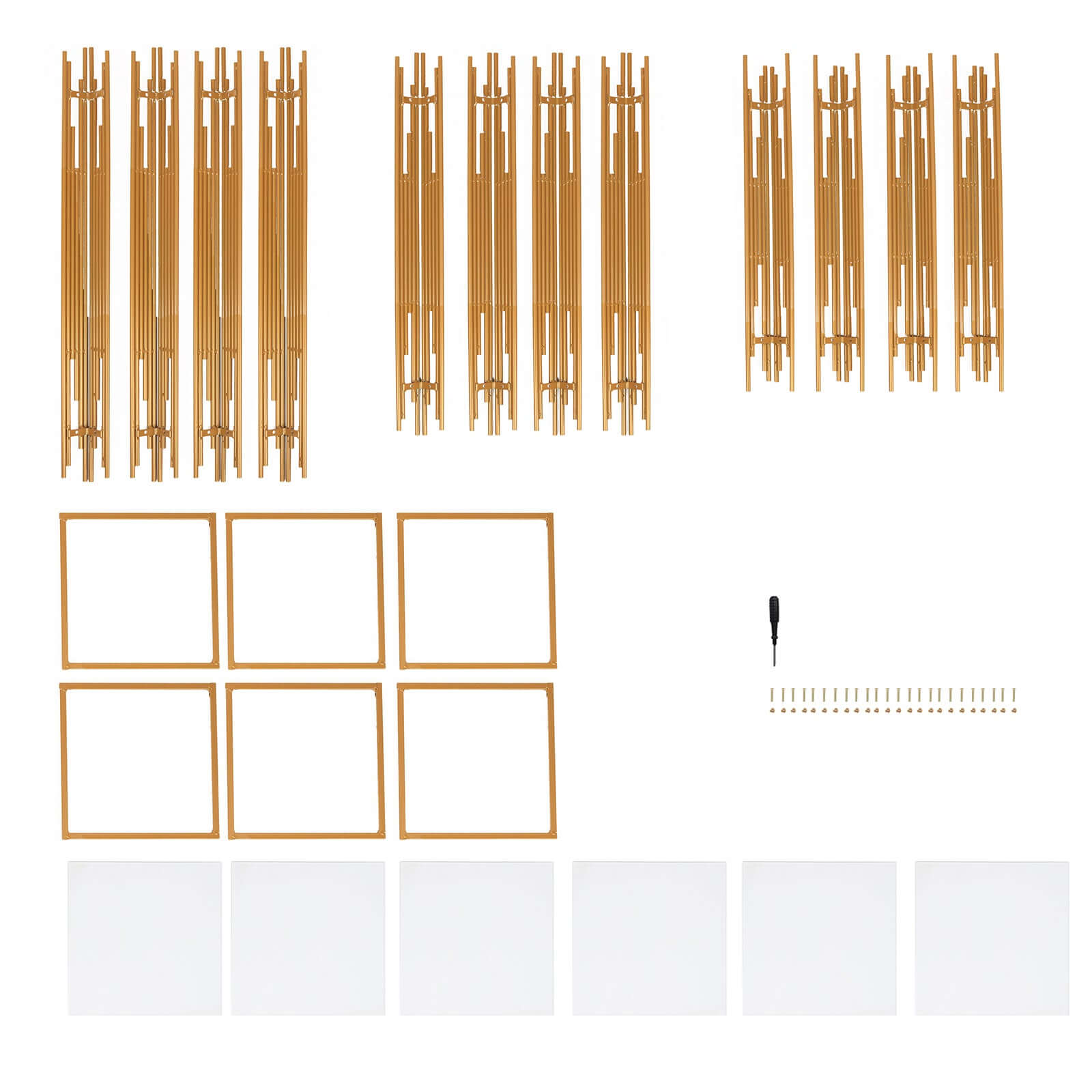 Hot Deal! Set of 3 Gold Metal Wedding Pedestal Stands with Square Acrylic Plates
