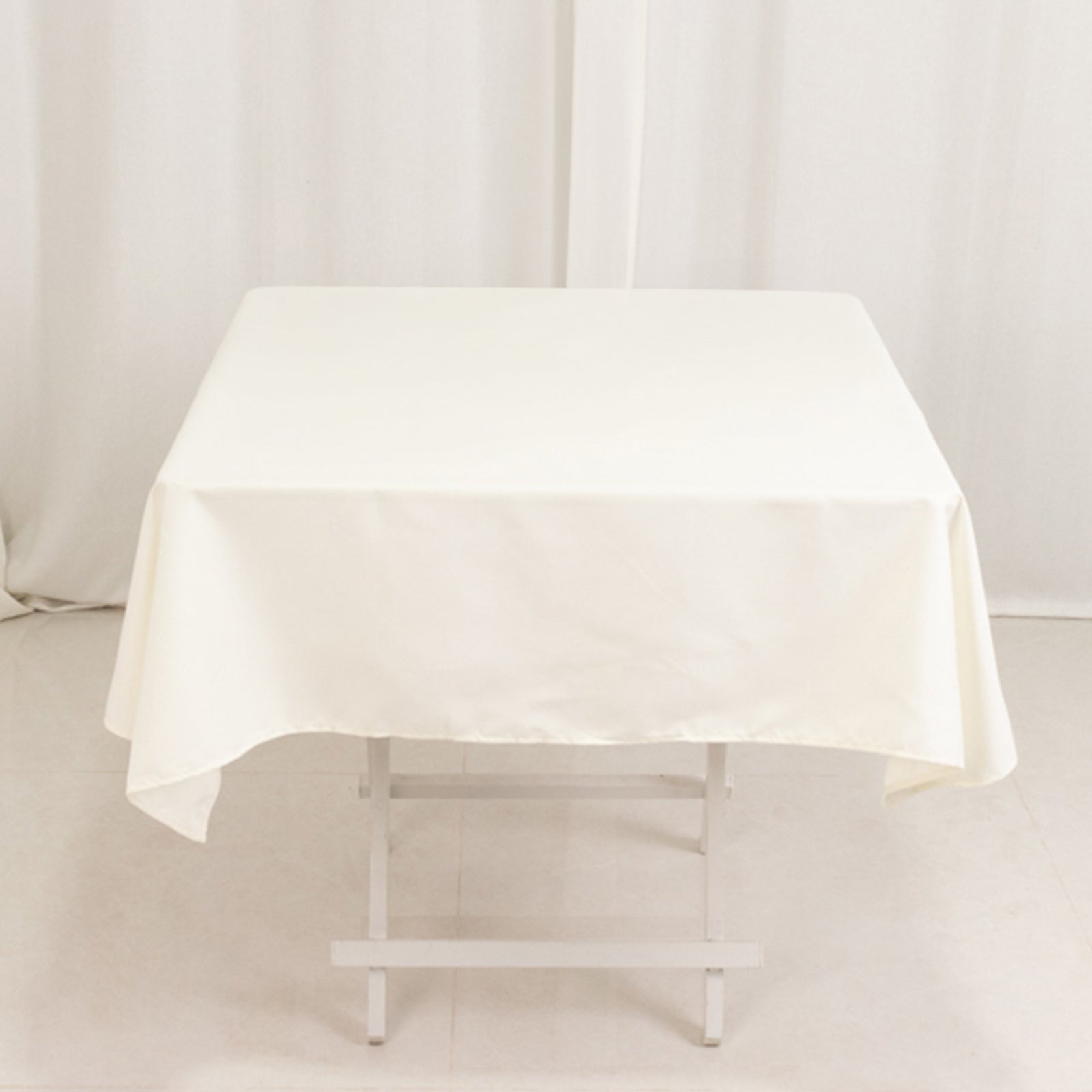 Wrinkle-Resistant Ivory Cotton Blend 54x54 Square Tablecloth for Various Events