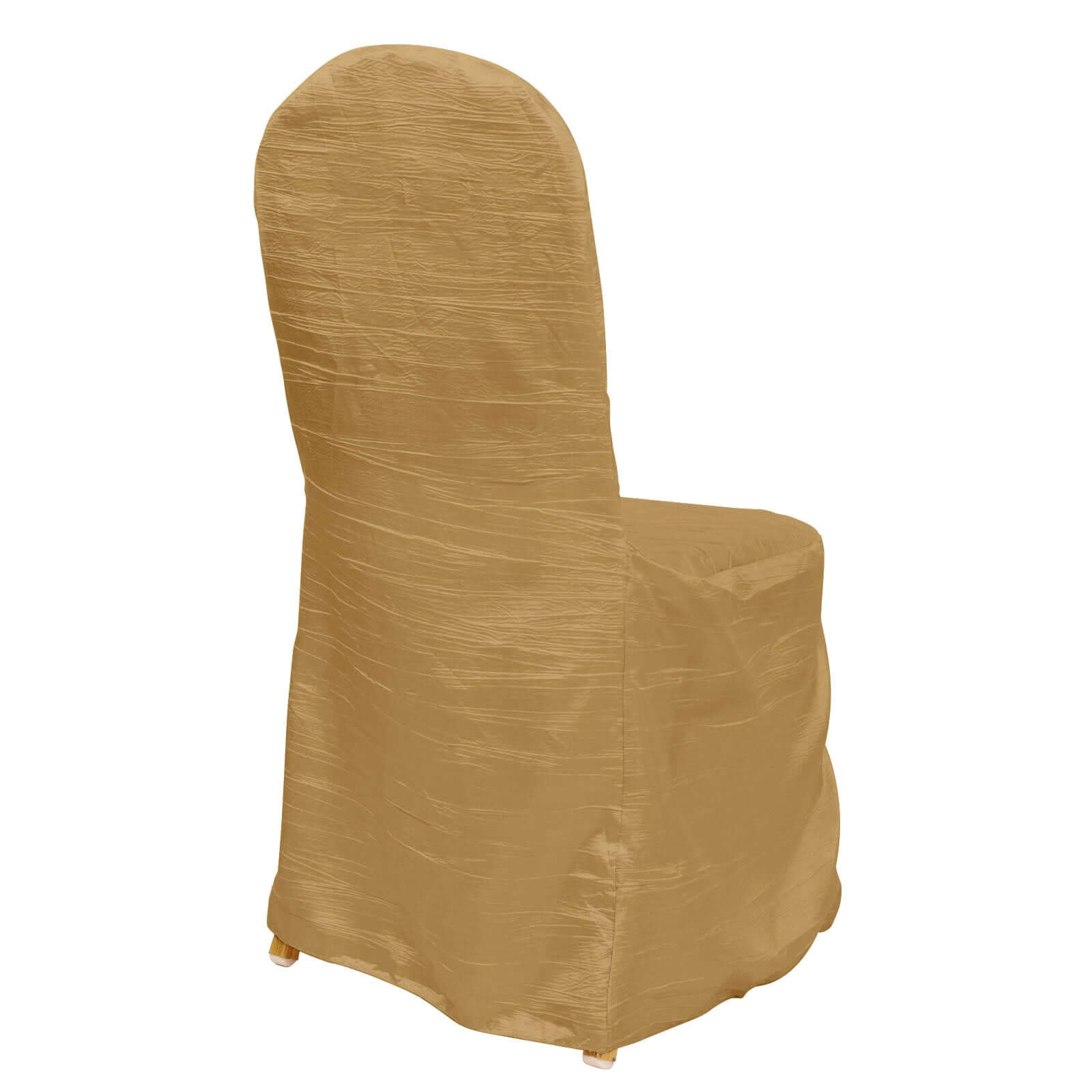 Gold Reusable Crinkle Crushed Taffeta Chair Cover for Banquet Chairs - High Quality!