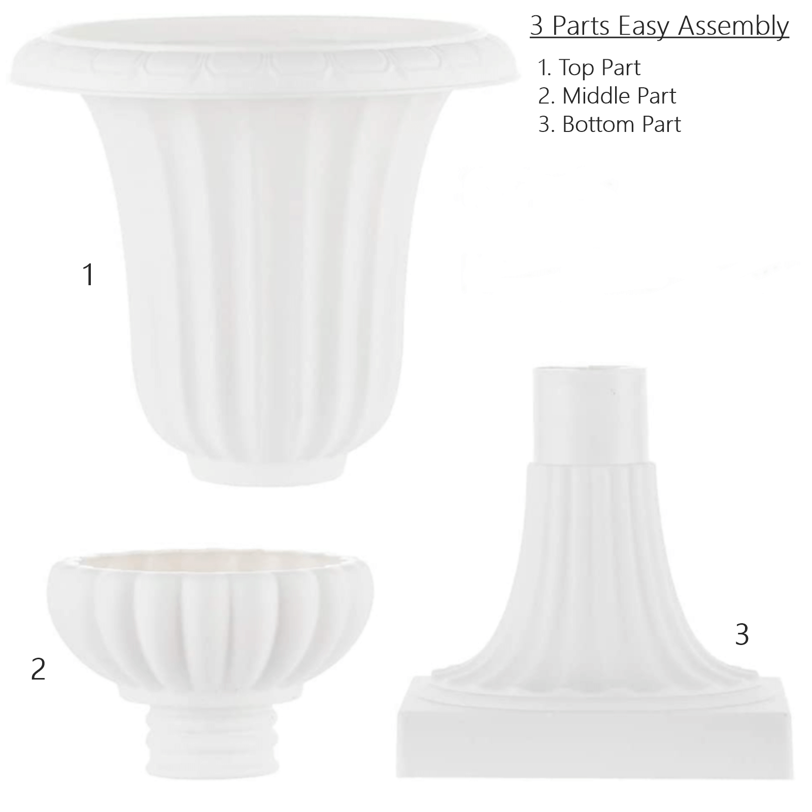2-Pack PVC White Floral Urn Planter Pedestal Flower Pot Plant Stand
