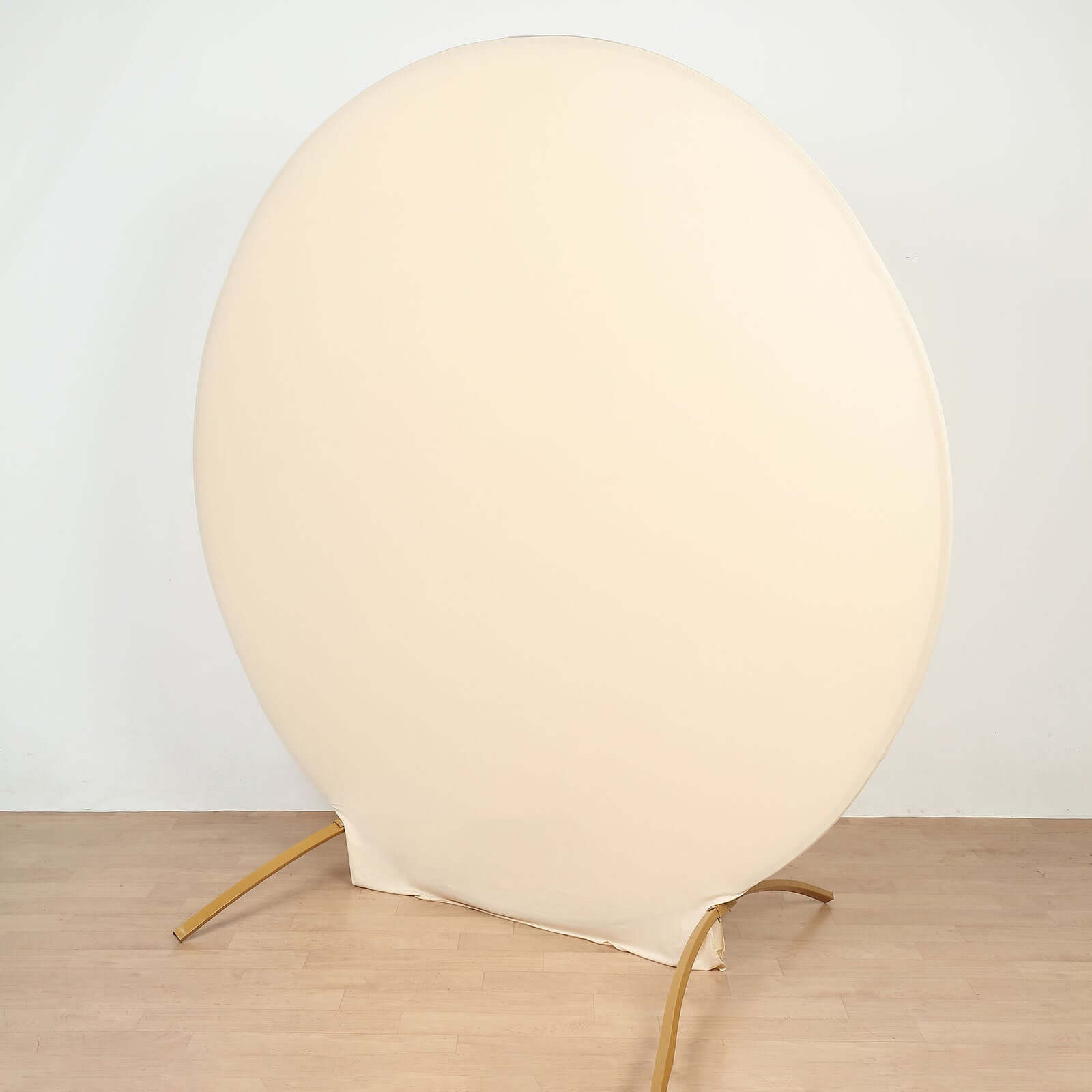 7.5ft Double-Sided Matte Beige Spandex Round Party Backdrop Stand Cover