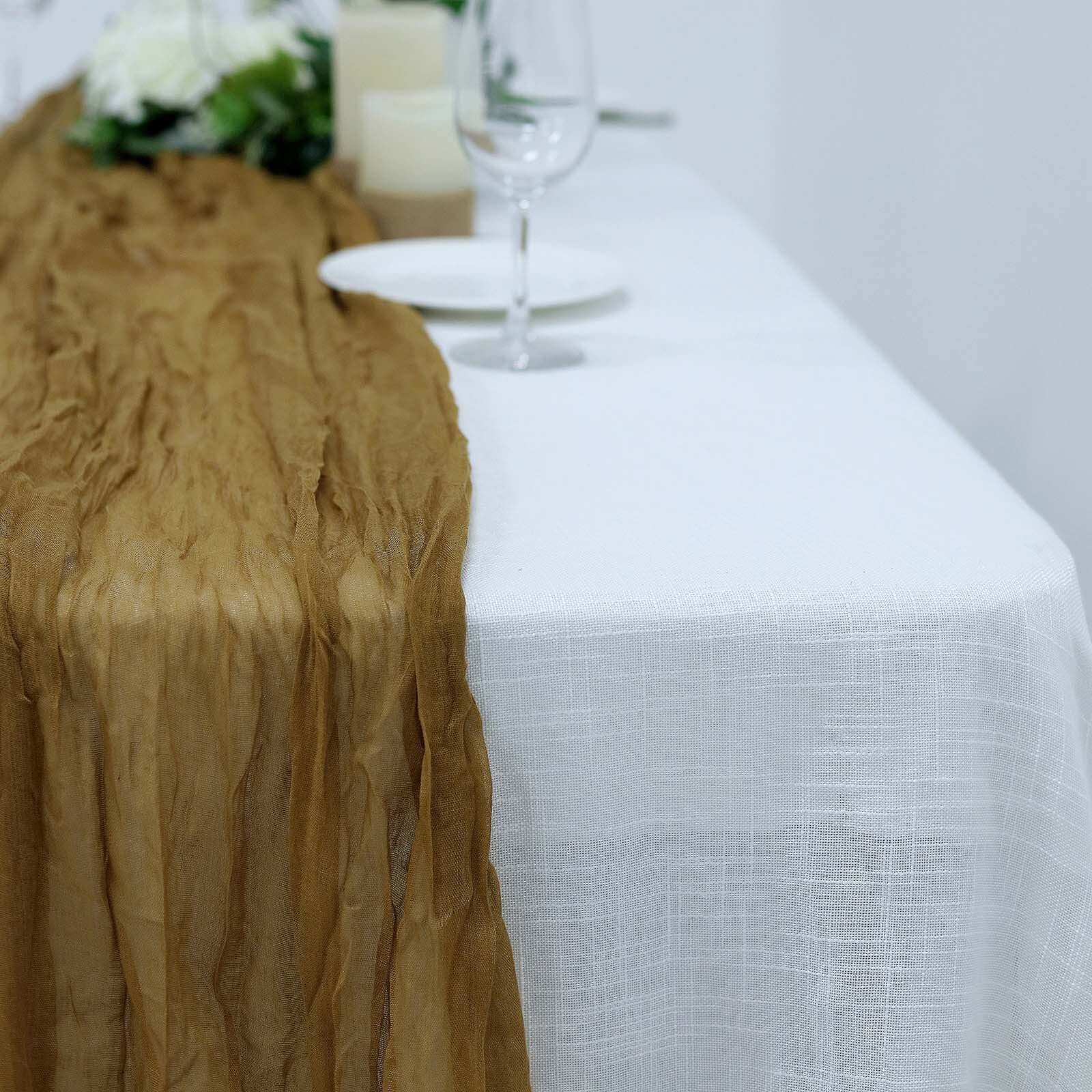 Soft & Rustic Gold Gauze Cheesecloth 10ft Table Runner - Perfect for Boho Decor
