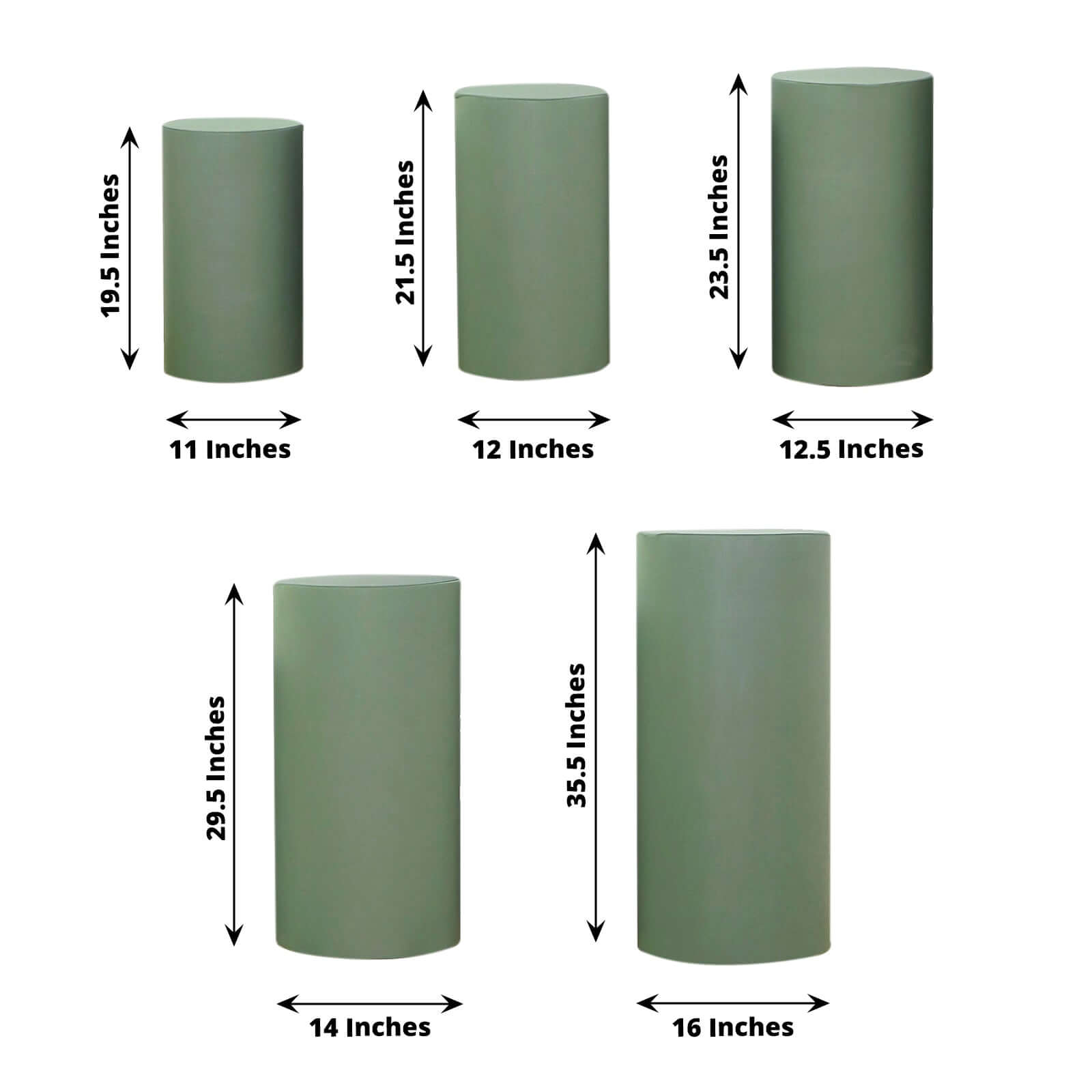 Hot! Set of 5 Stretchable Dusty Sage Green Spandex Pedestal Stand Covers, 160 GSM