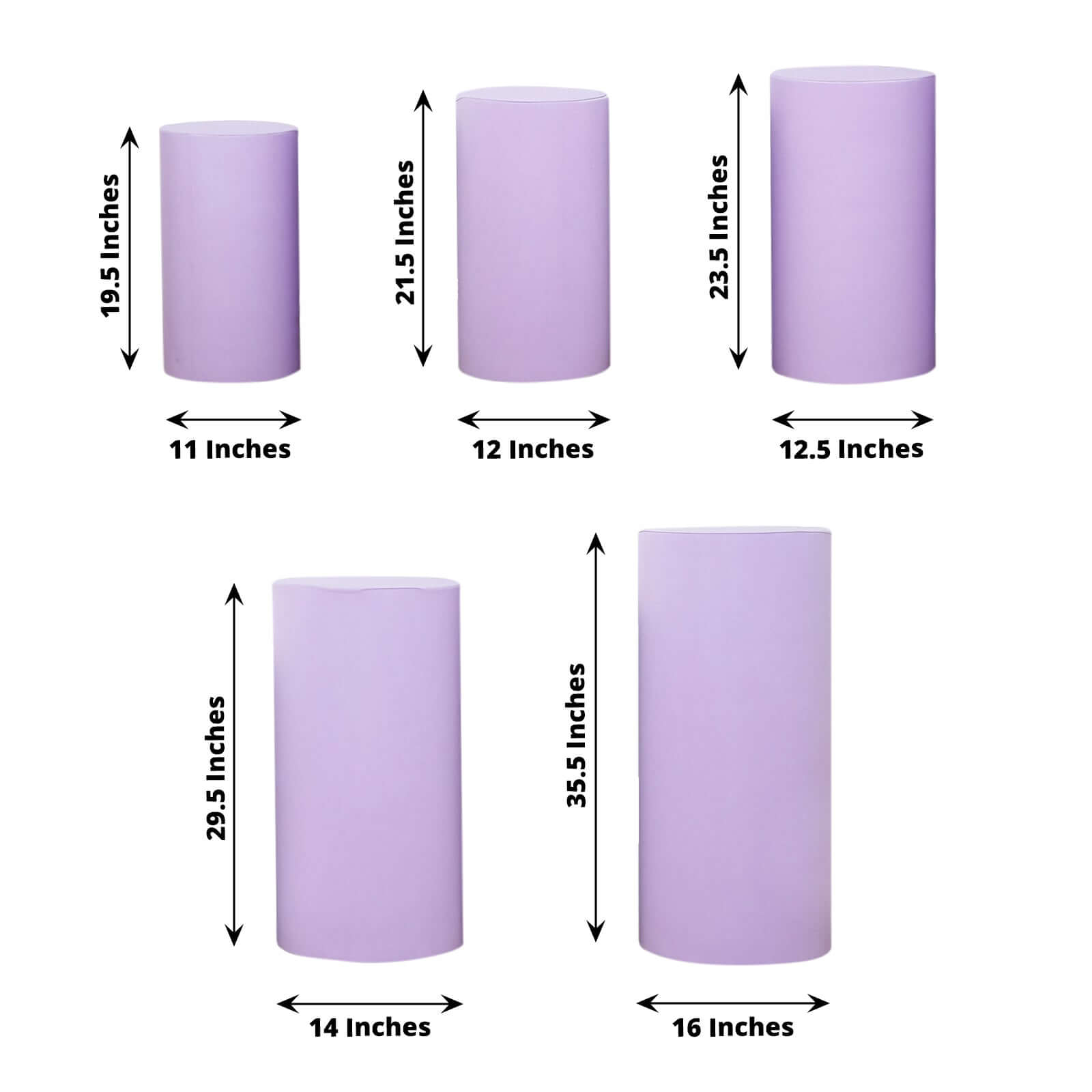 Hot Sale! Set of 5 Lavender Spandex Cylinder Pedestal Stand Covers for Various Decorations