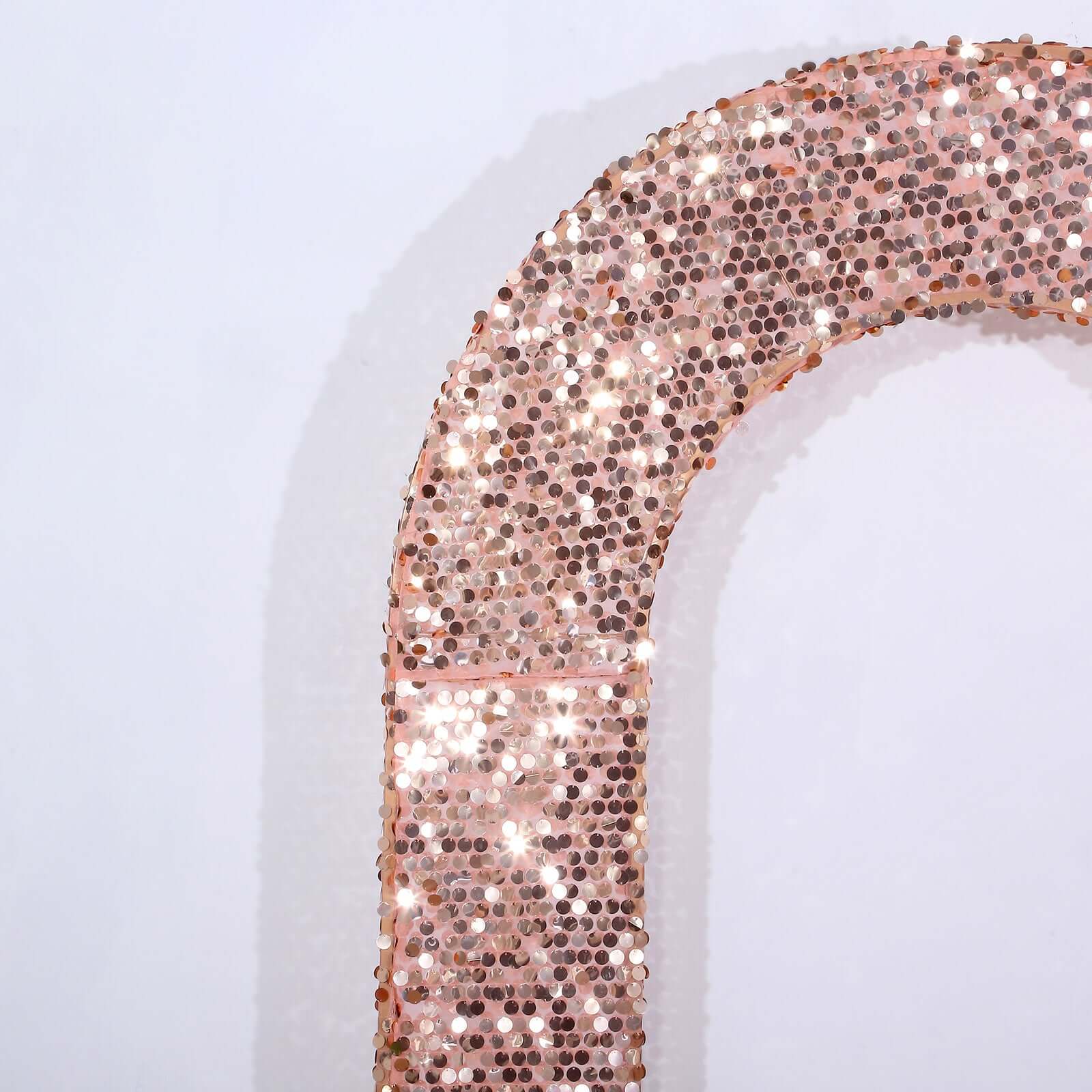 8ft Rose Gold U-Shaped Double Sided Payette Sequin Wedding Arch Slipcover
