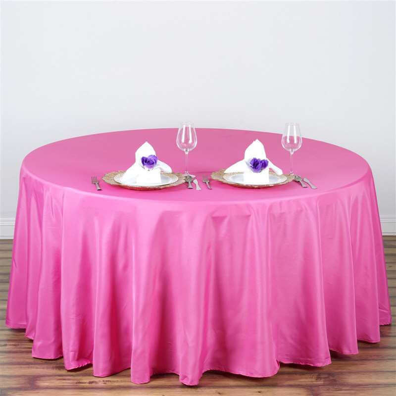 Wrinkle-Resistant Fuchsia Polyester 108-Inch Round Table Cover