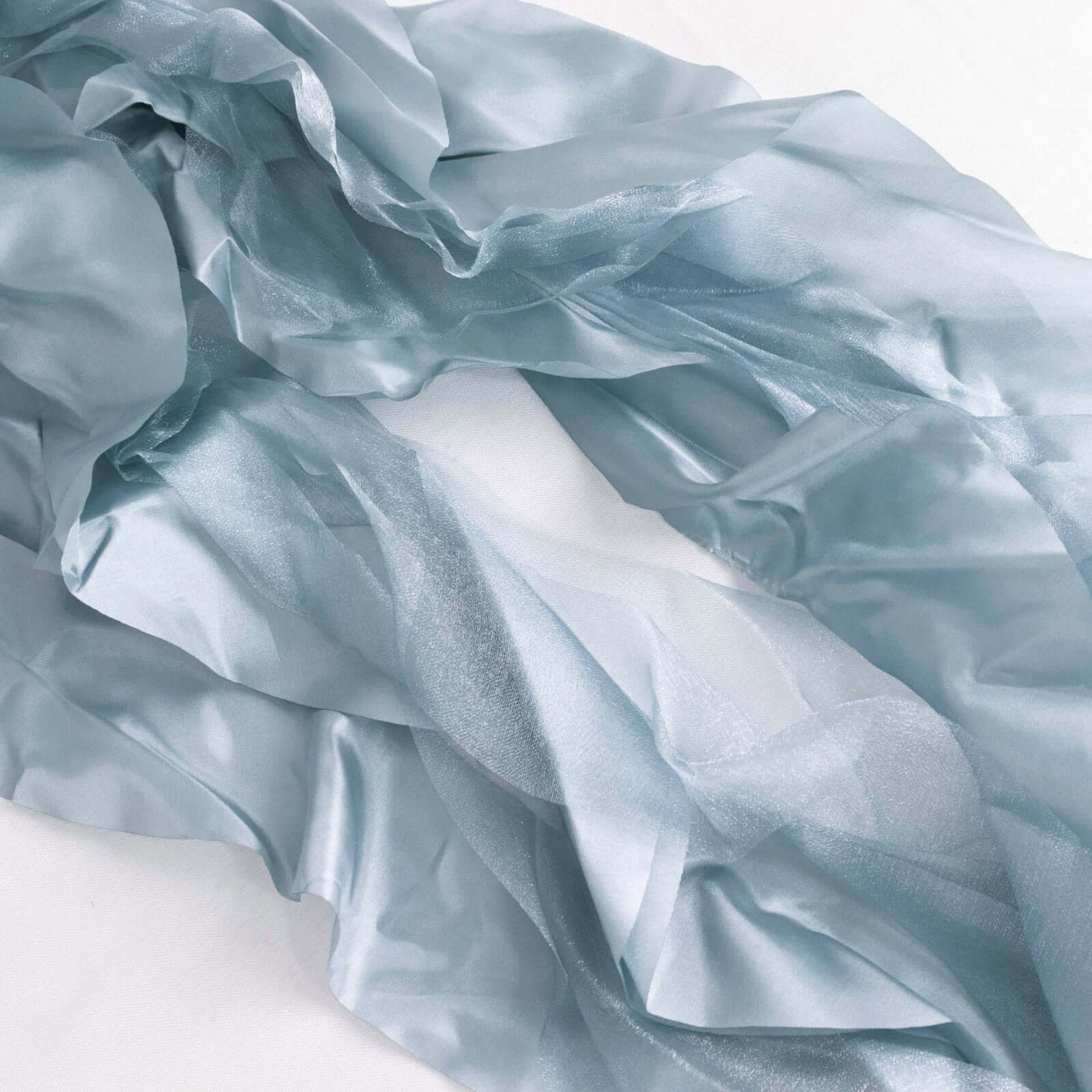 5-Pack Dusty Blue Chiffon Satin Chair Sashes - Easy Install, Curly Willow Style