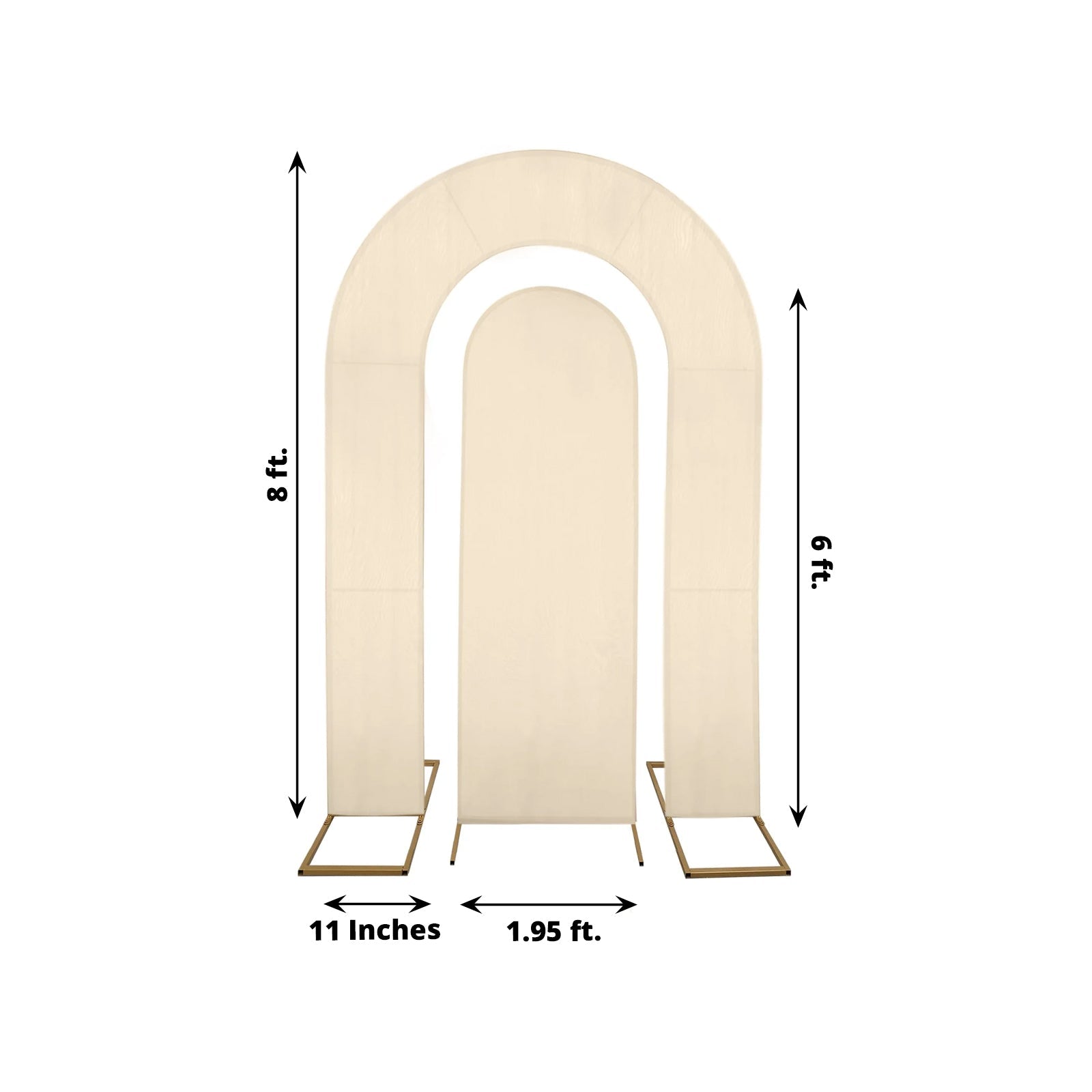 Hot Deal! Set of 2 Beige Spandex Fitted Covers for Round Top & Double Arch Wedding Backdrop Stands (6ft, 8ft)