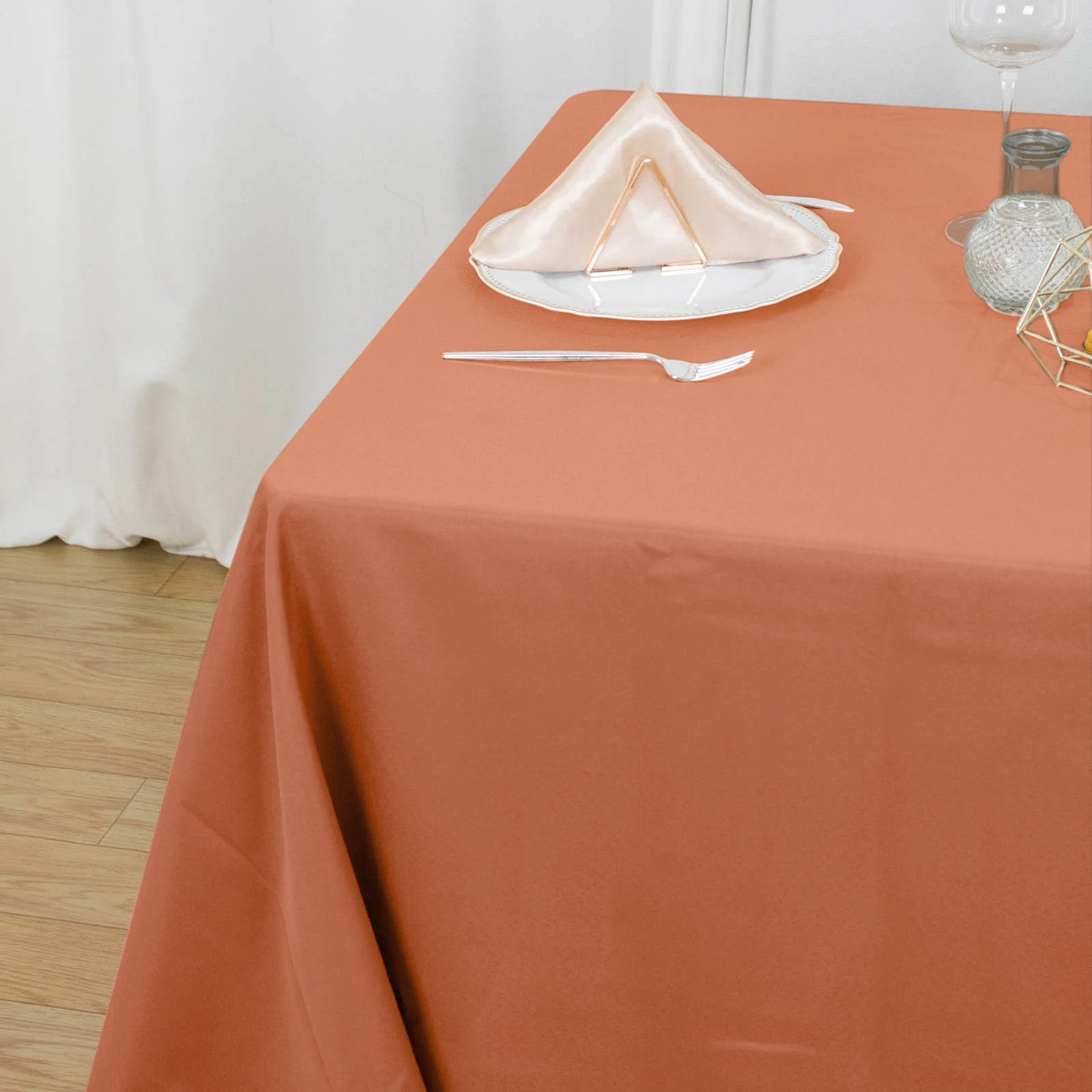 Superb 90x90 Square Polyester Tablecloth in Terracotta (Rust) - Wrinkle-Free & Durable