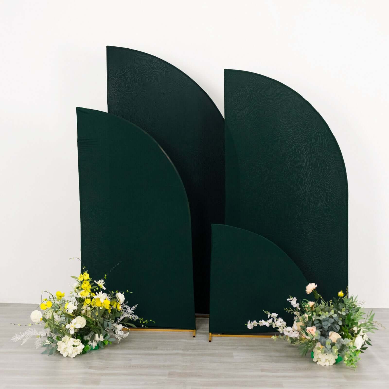 Custom-Fit Set of 4 Matte Hunter Emerald Green Spandex Half Moon Wedding Arch Backdrop Covers in 4 Sizes