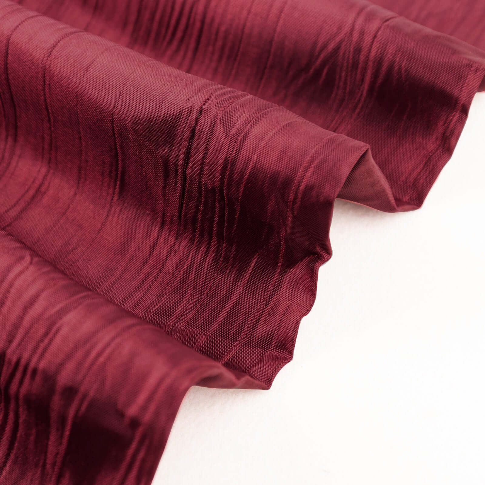 Premium Burgundy Accordion Crinkle Taffeta Fabric Bolt - 54 Inches Wide, 10 Yards Long