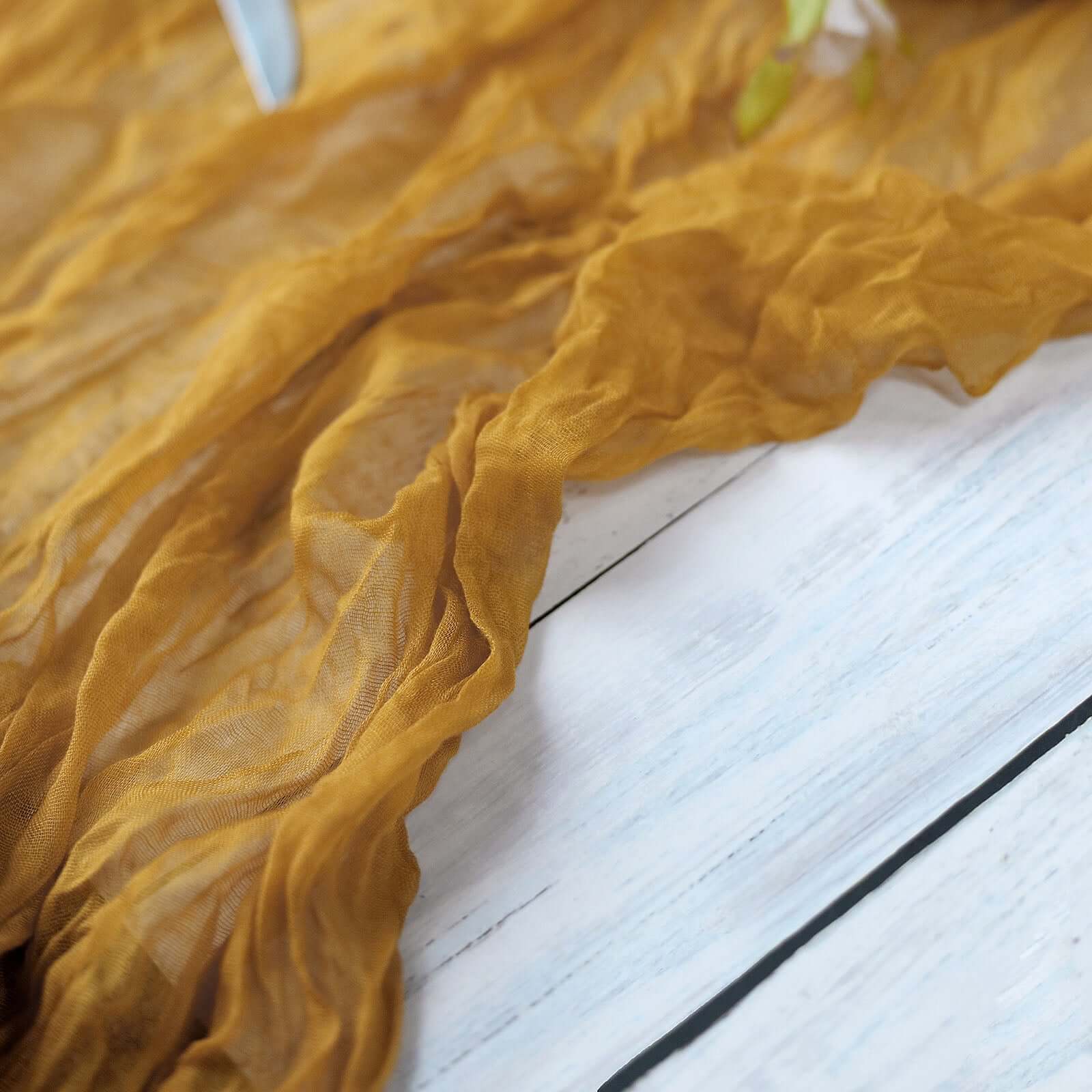 Hot! 10ft Mustard Yellow Gauze Cheesecloth Table Runner - Rustic Boho Style