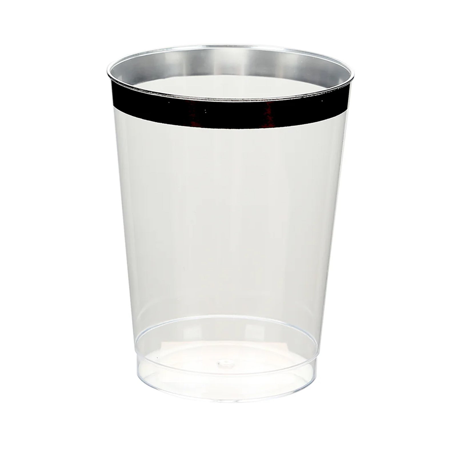 25-Piece Set of Clear Plastic Tumbler Cups with Stylish Black Rim - 10oz Disposable Party Glasses