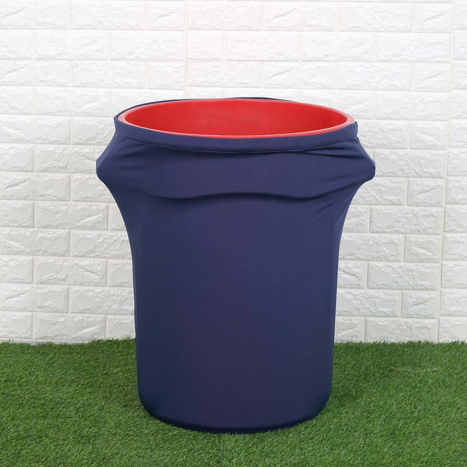 Special Offer! Navy Blue 4 - Way Stretch Spandex Round Trash Bin Cover for 41 - 50 Gallons