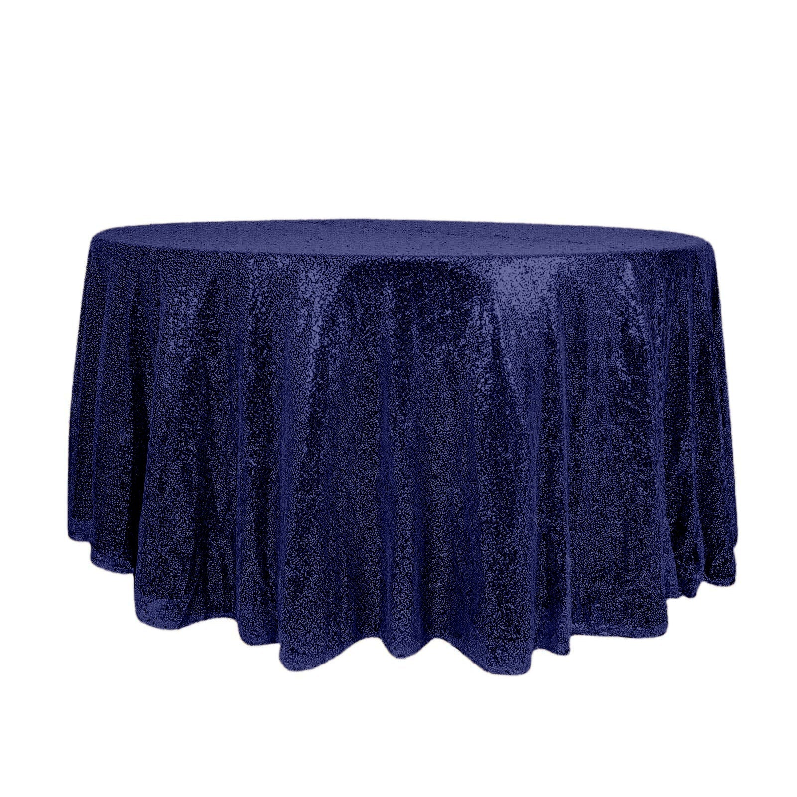Navy Blue Seamless Glittering 120' Round Sequin Tablecloth - Ideal for Events