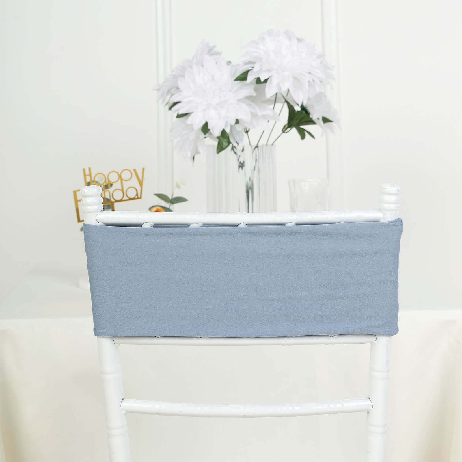 5-Piece Set of Dusty Blue Stretch Spandex Chair Sashes - Heavy-Duty 5x12 Bands