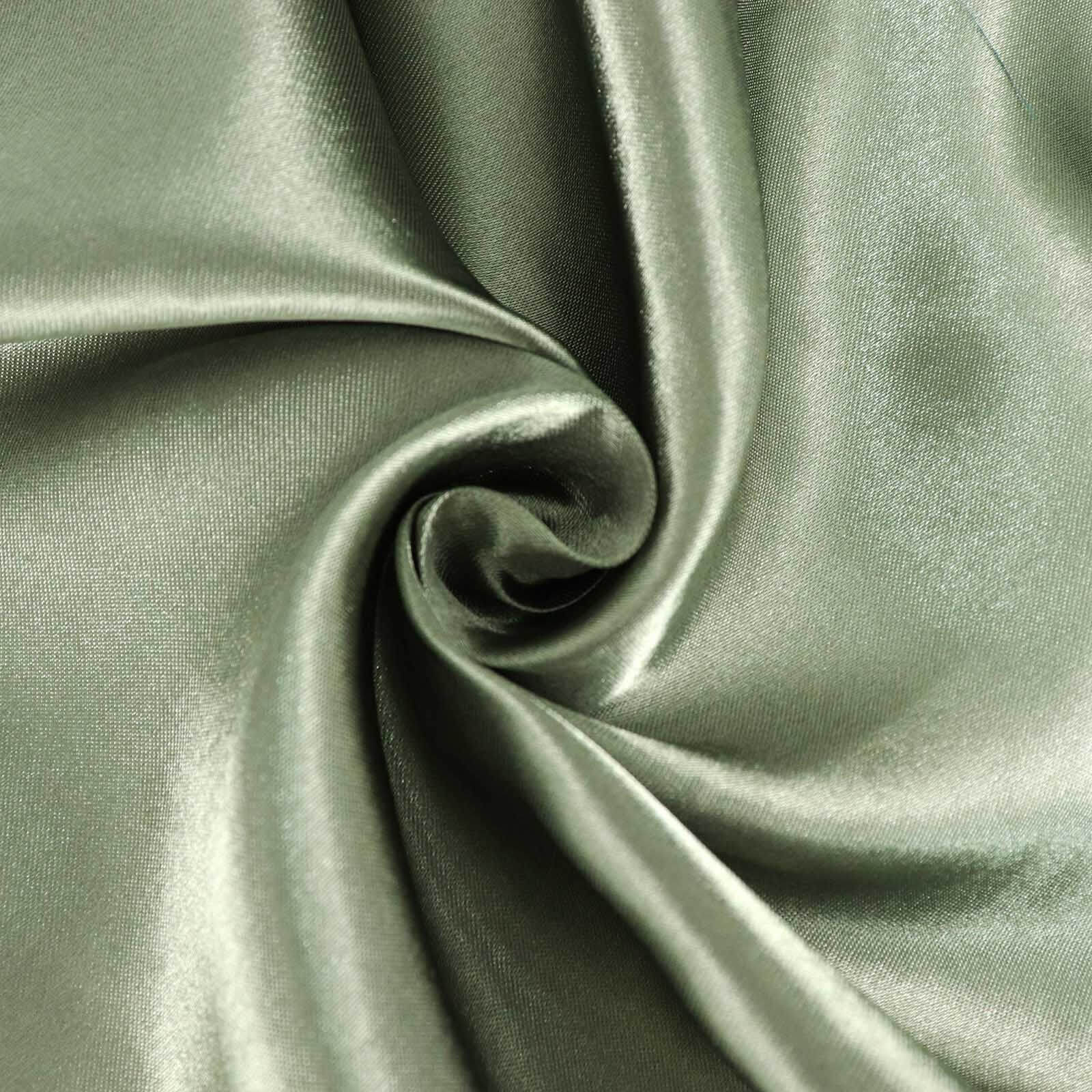 Lustrous Dusty Sage Green Satin Round Tablecloth, 108-Inch Diameter