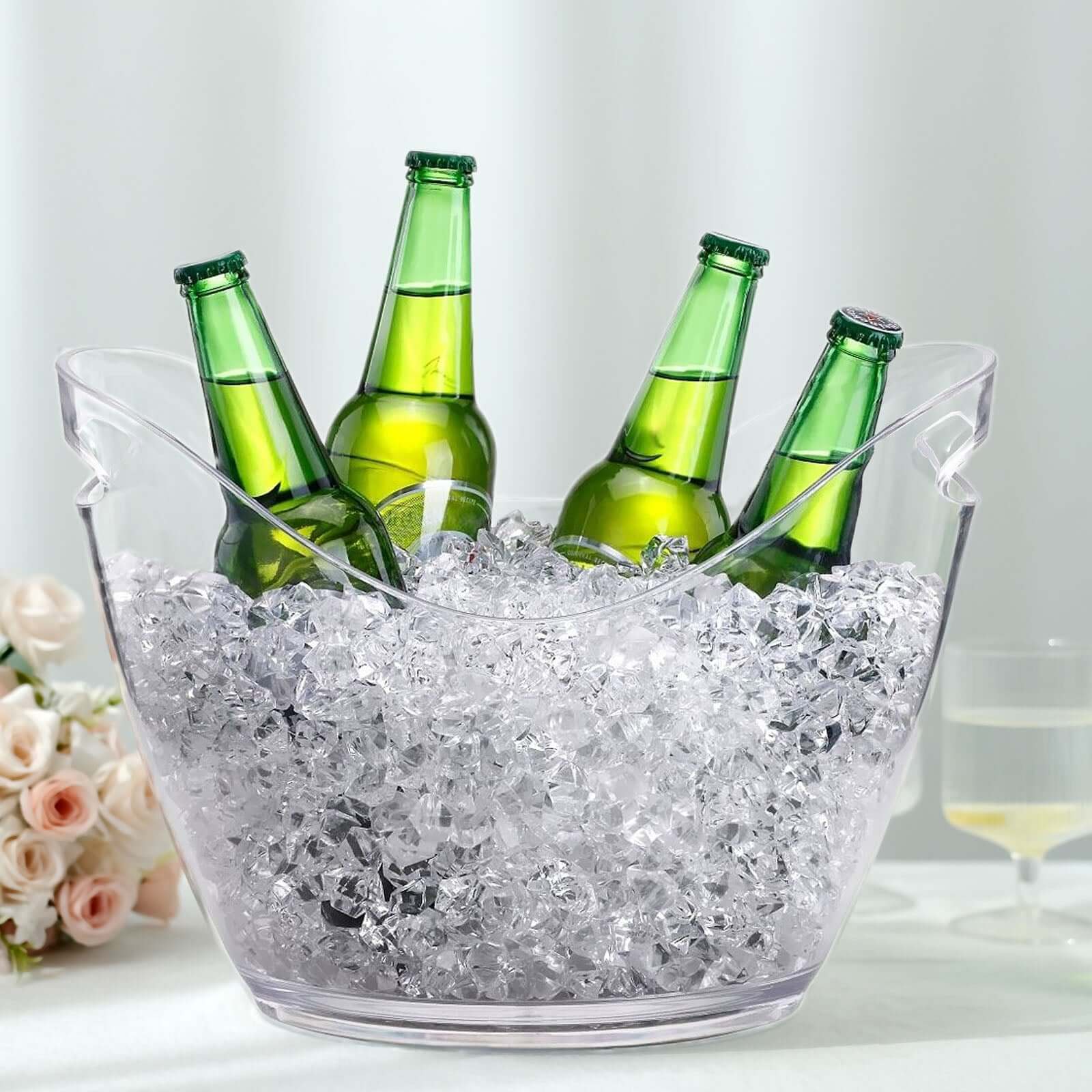 Large Capacity Clear Plastic Boat-Shaped Ice & Drinks Bucket for Indoor/Outdoor Parties