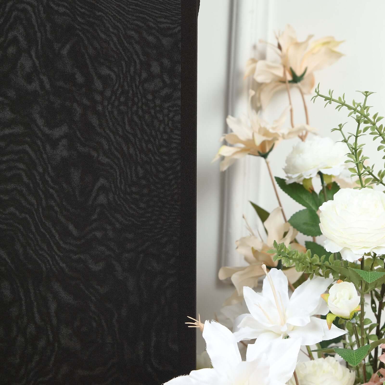 Hot Sale! Custom-Fitted 6ft Matte Black Spandex Half Moon Chiara Wedding Arch Backdrop Stand Cover