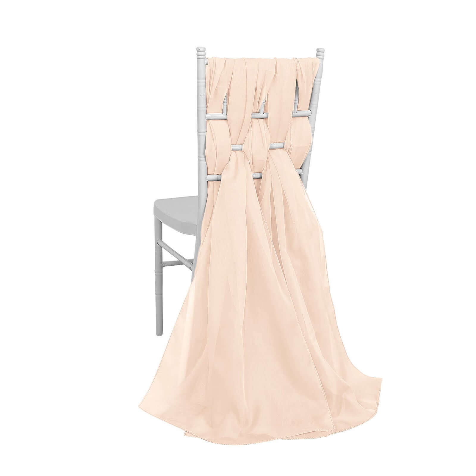Get 5-Pack Premium Nude Chiffon Chair Sashes - Soft, Lightweight Designer Bows 22x78