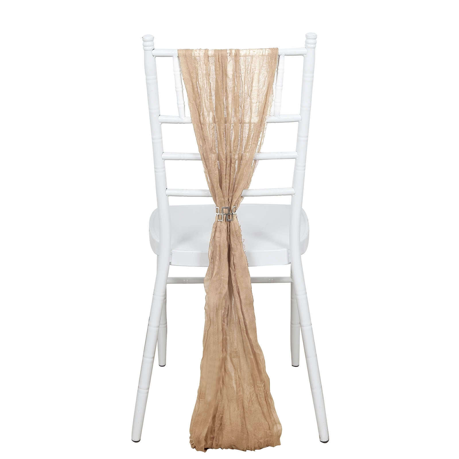 5-Pack Beige Cheesecloth Chair Sashes - Perfect Boho Decor for Events
