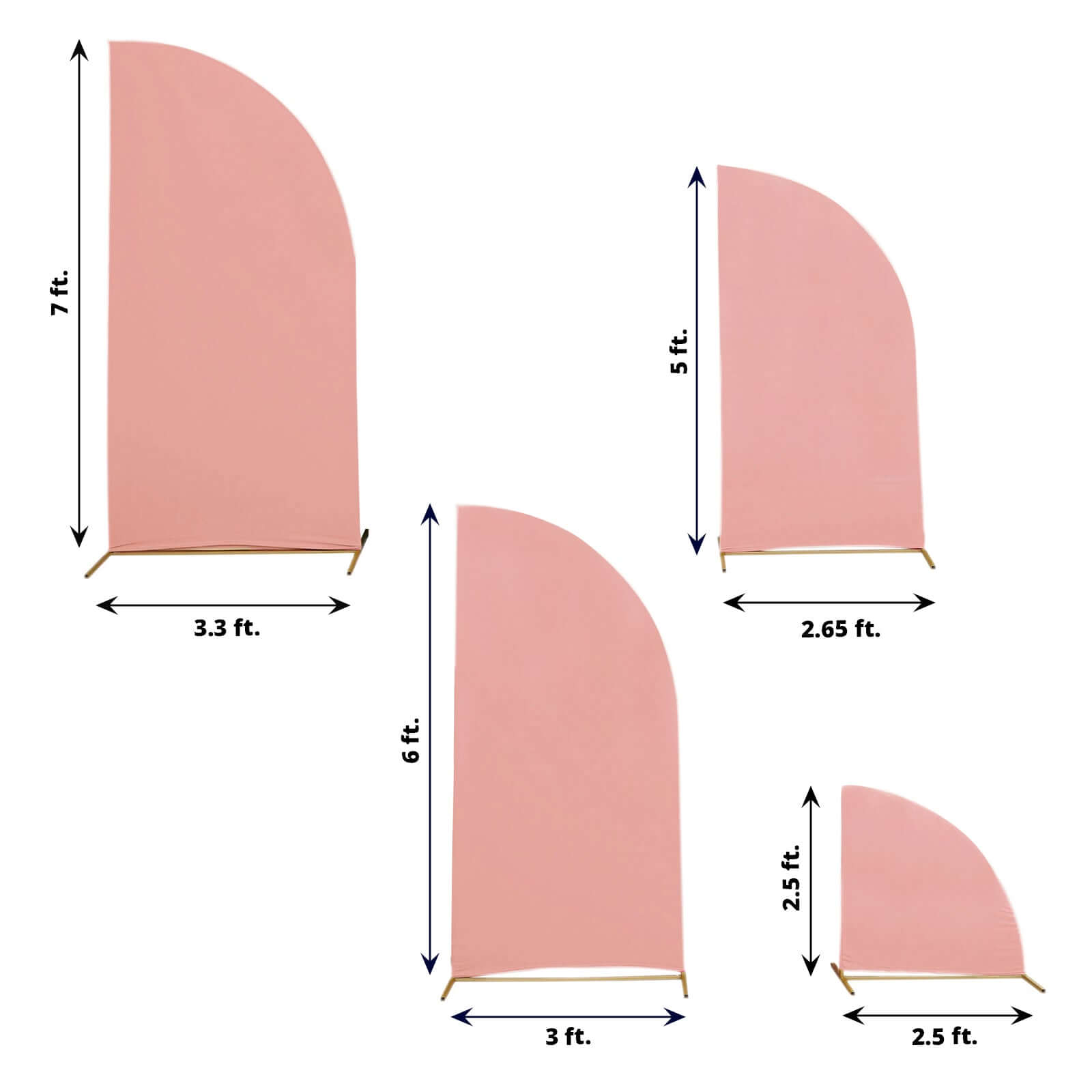 Custom-Fitted Set of 4 Dusty Rose Spandex Half Moon Wedding Arch Backdrop Covers