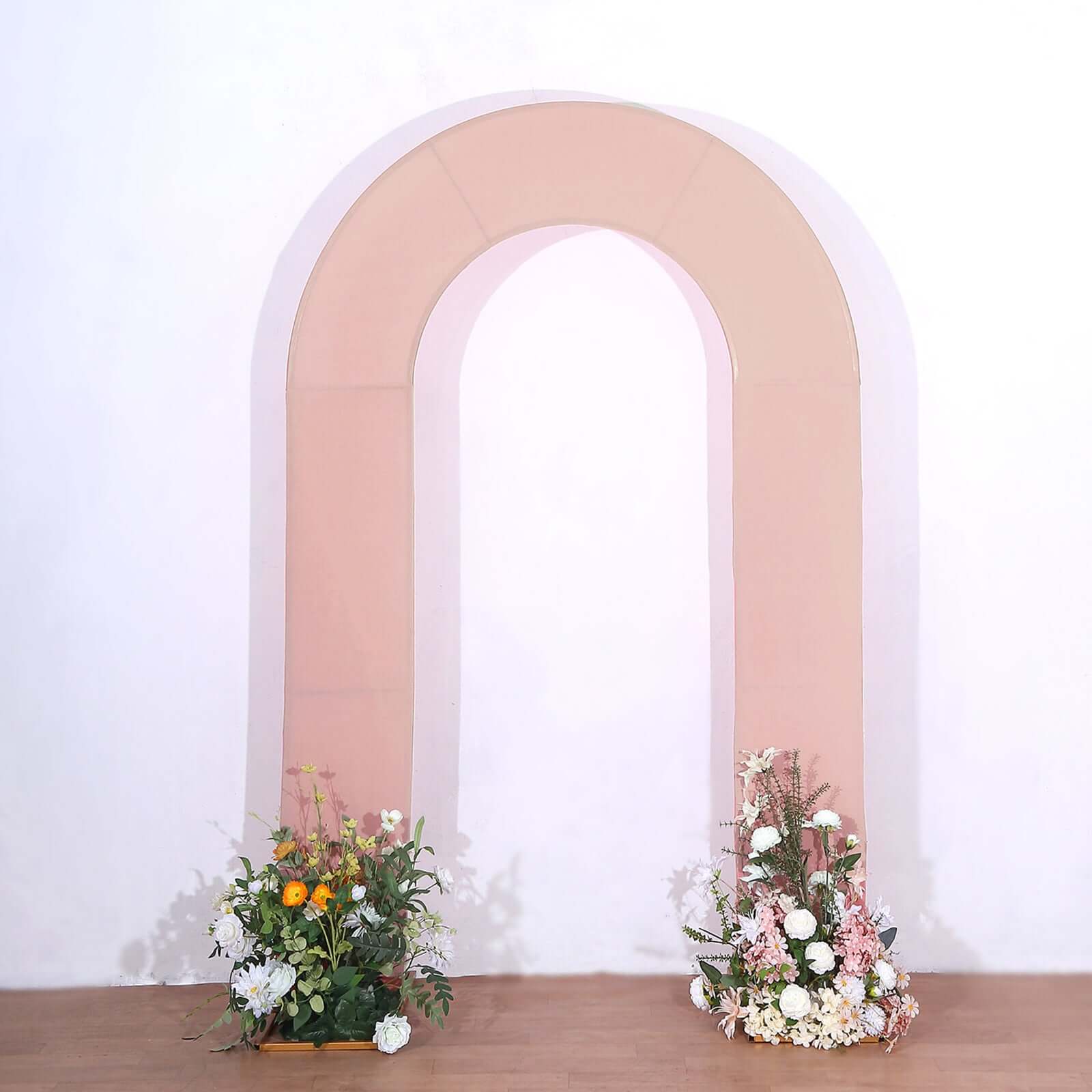 Hot Sale! 8ft Dusty Rose Spandex U-Shaped Fitted Slipcover for Wedding Arch Backdrop