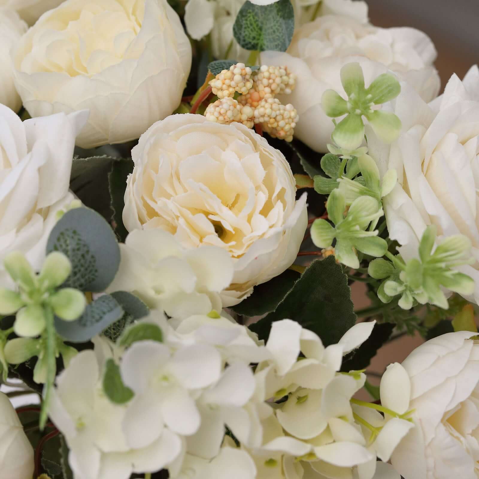 Hot Sale! 2 Pack of Ivory Silk Artificial Rose & Peony Floral Arrangements for Weddings and Home Decor