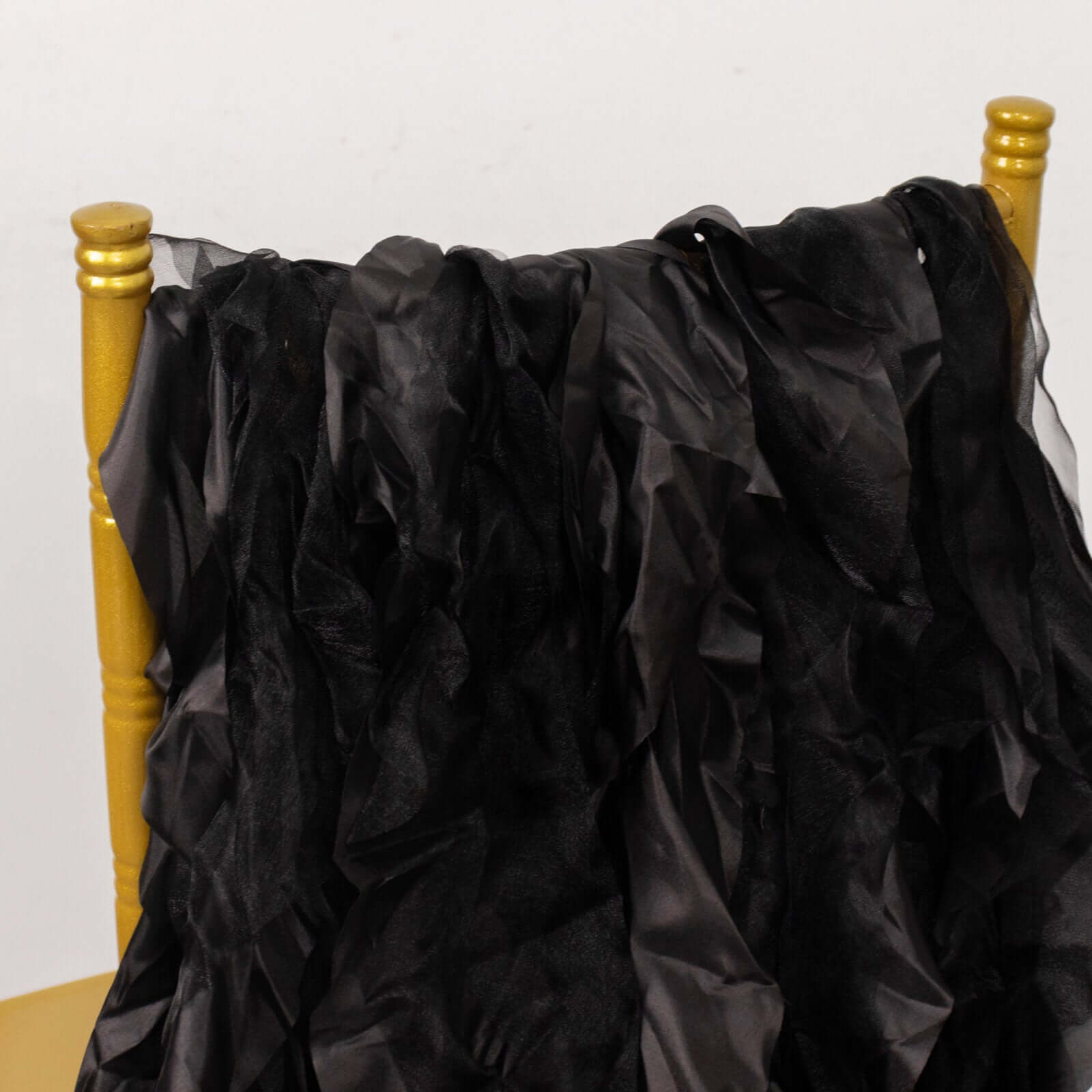 Special Offer! 5-Pack Black Chiffon Satin Curly Willow Chair Sashes for Wedding Decor