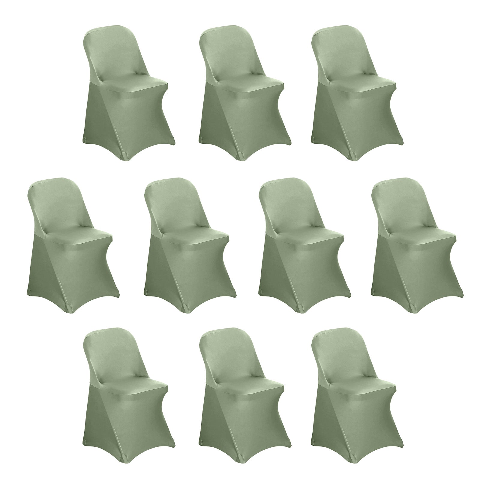 10-Pack Durable Dusty Sage Green Spandex Chair Covers for Folding Chairs - 160GSM Fitted Slipcovers