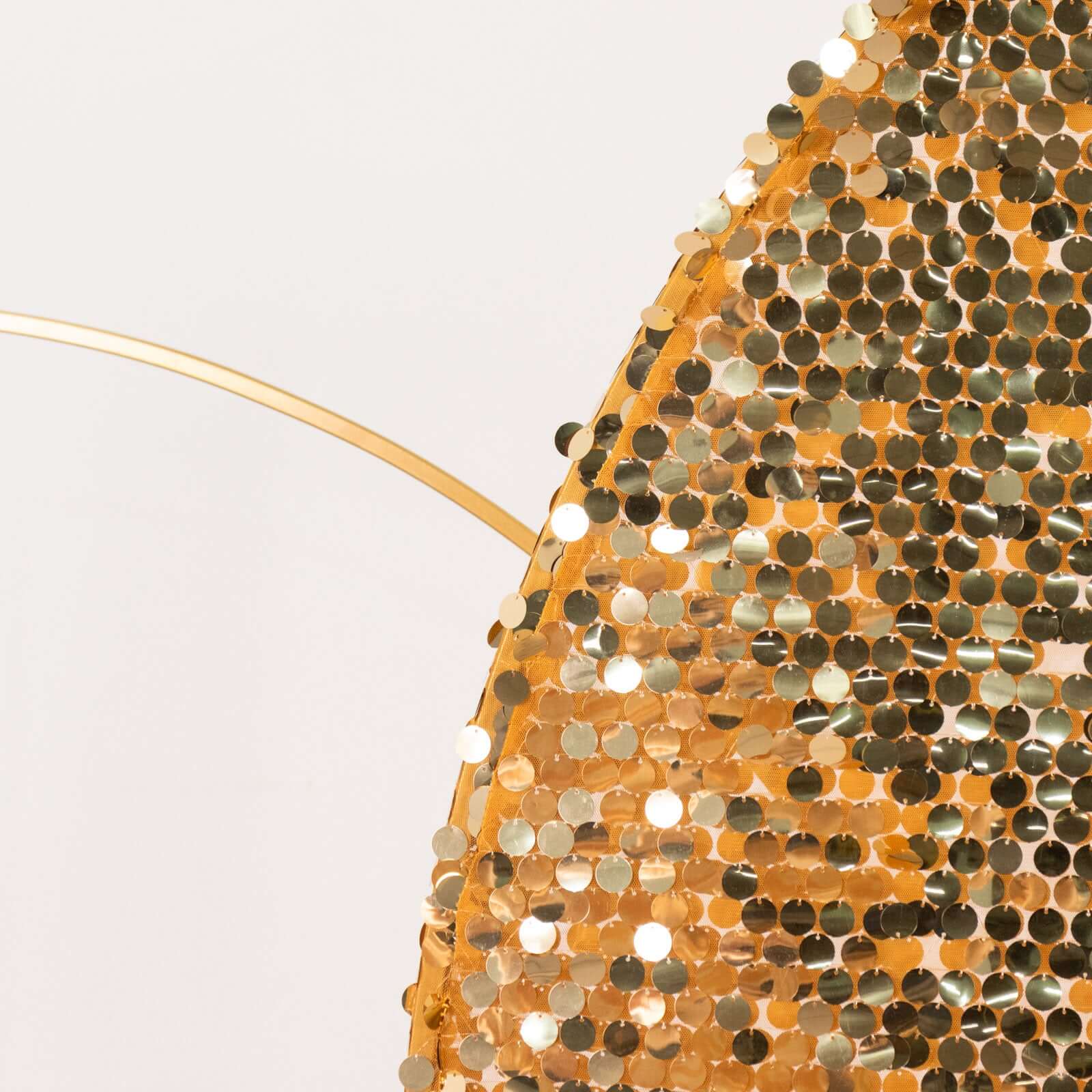7ft Gold Double-Sided Payette Sequin Chiara Wedding Arch Cover for Half Moon Backdrop Stand - Great Deal!