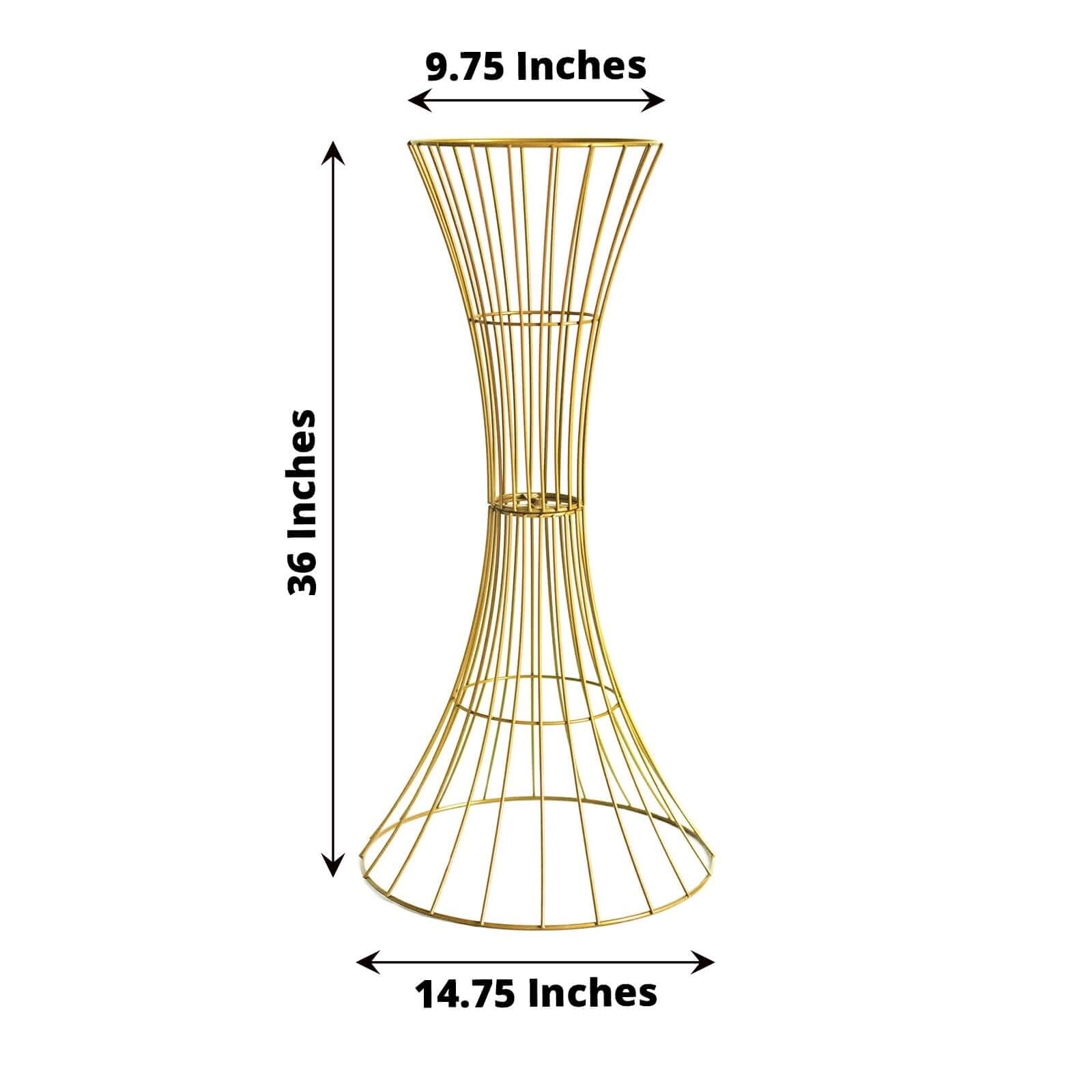 36-Inch Tall Gold Metal Hourglass Flower Stand - Ideal for Centerpieces