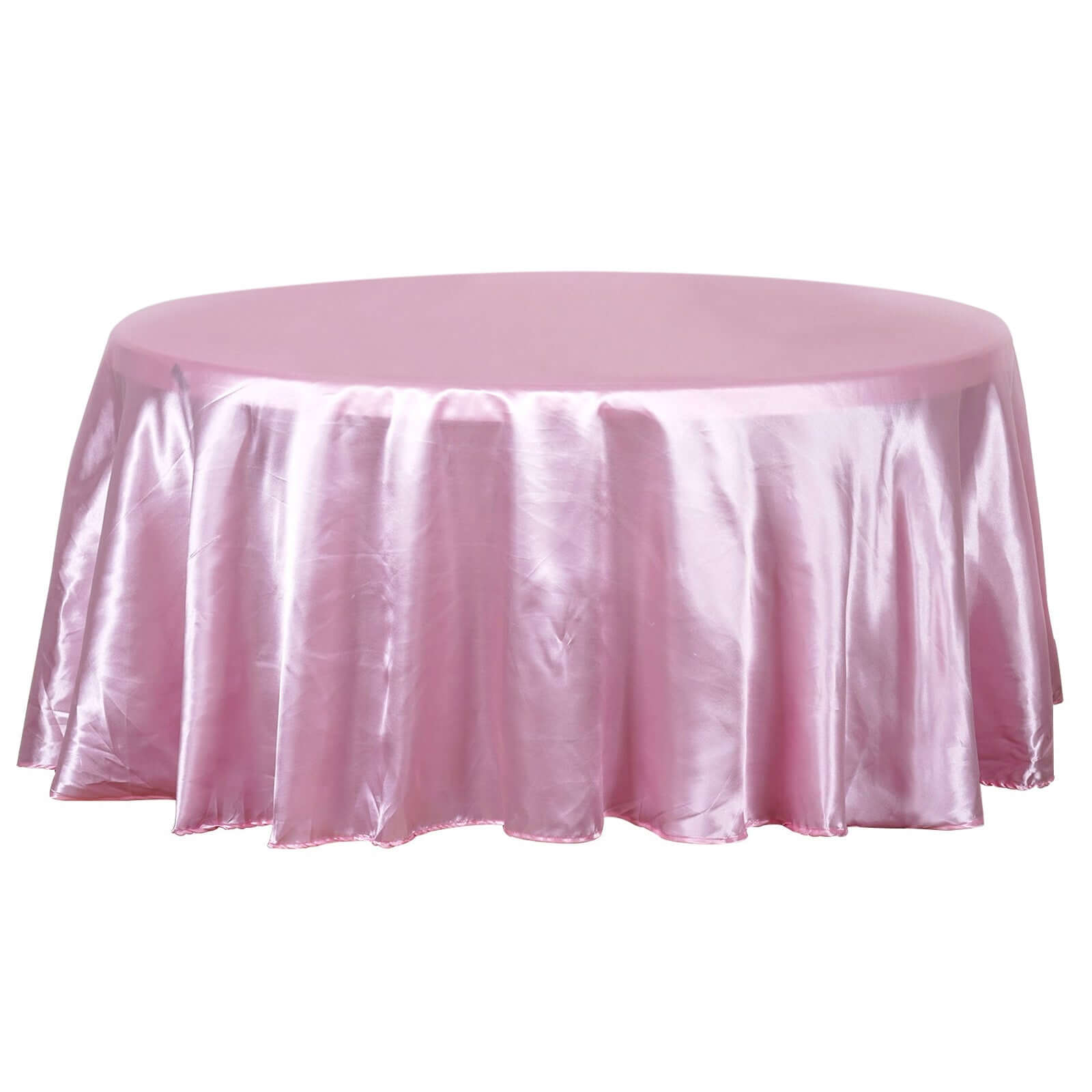 Pink Satin 120-Inch Round Seamless Tablecloth - Elegant and Stylish
