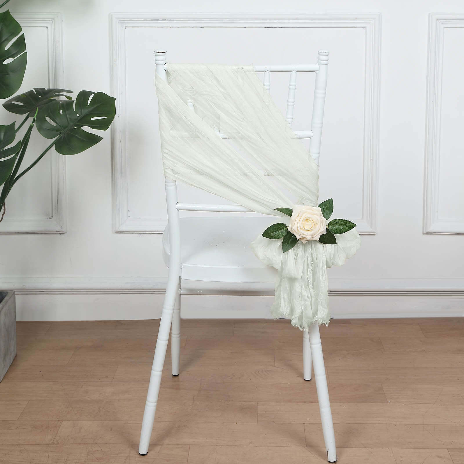 Special Offer! 5-Piece Ivory Cheesecloth Gauze Chair Sashes for Boho Weddings & Gatherings