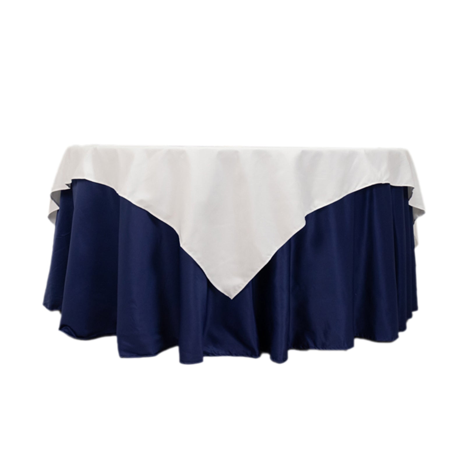 Get This Wrinkle-Resistant White Cotton Blend 70x70 Square Table Overlay for Modern Table Decor
