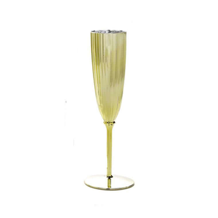 Hot Deal! 6-Pack Metallic Gold Plastic 5oz Disposable Champagne Flutes for Parties