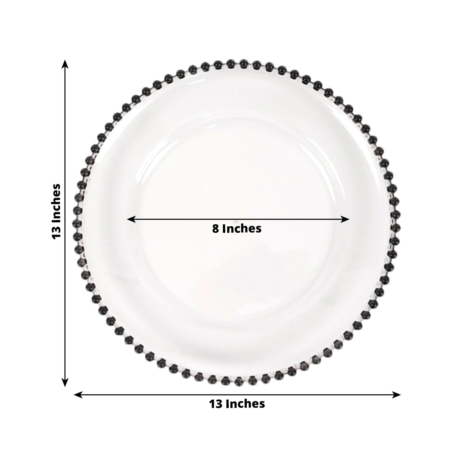 Hot Deal! 6-Pack 13-Inch Clear Acrylic Round Charger Plates with Black Beaded Rim for Dinner Parties